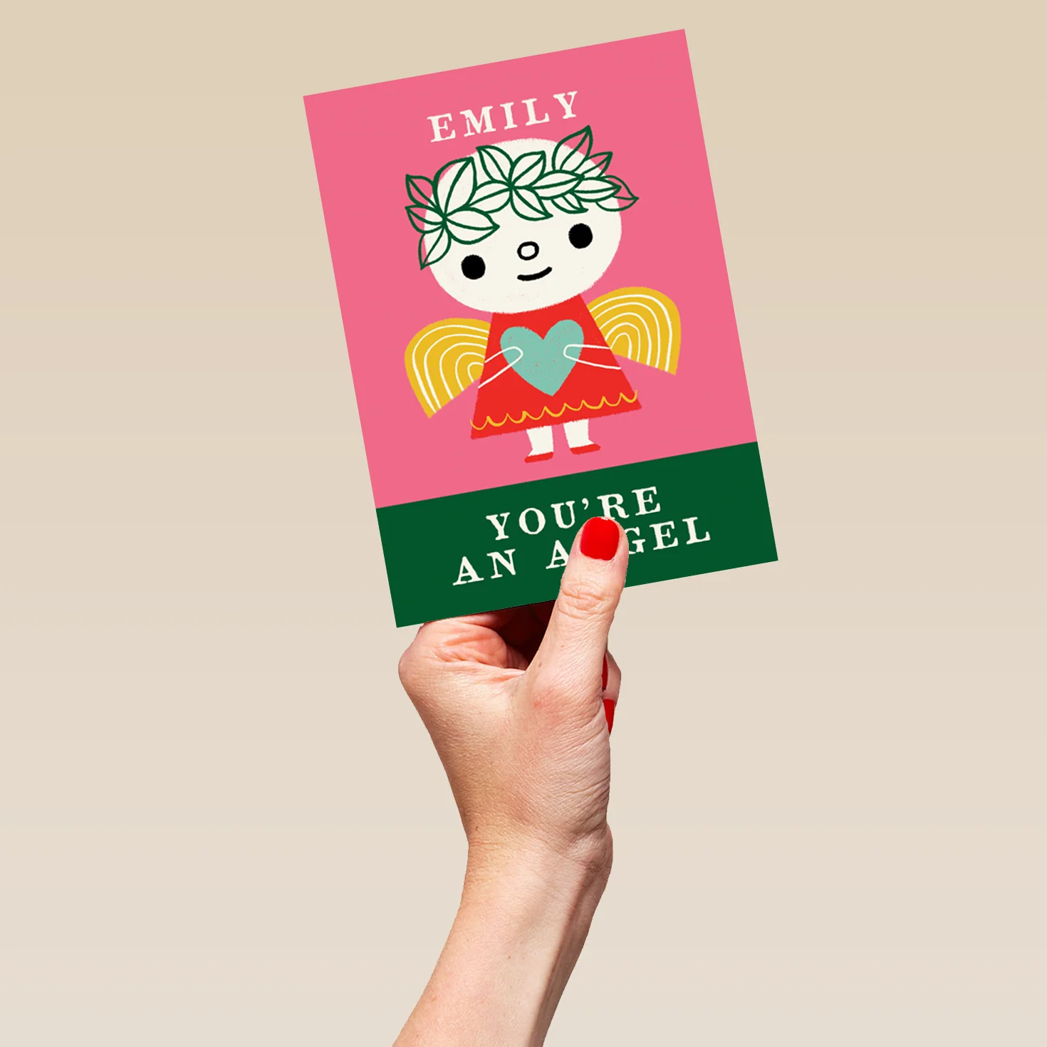 Personalised Kids Christmas Editable Cute Angel Heart Wings Card - Image 5