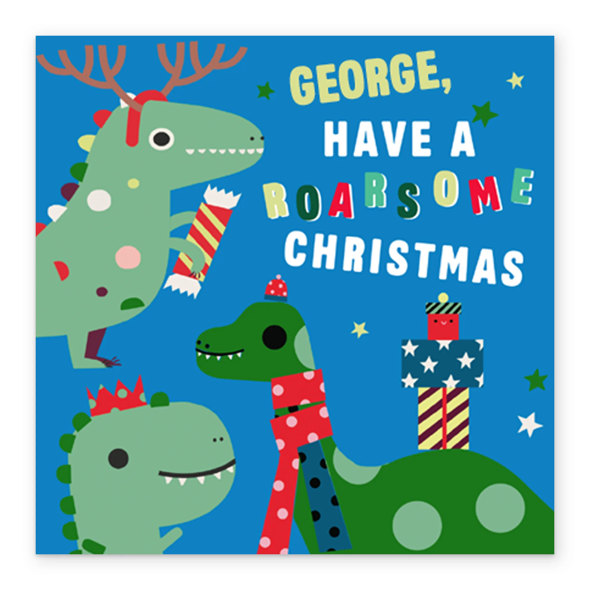 Personalised Kids Christmas Editable Dinosaurs Roarsome Card - Image 2