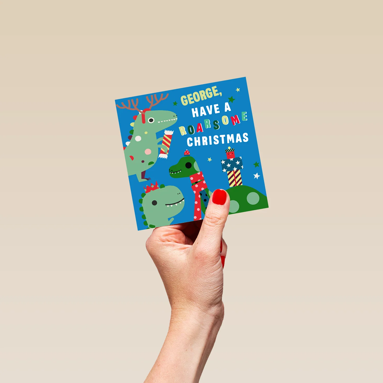 Personalised Kids Christmas Editable Dinosaurs Roarsome Card - Image 4