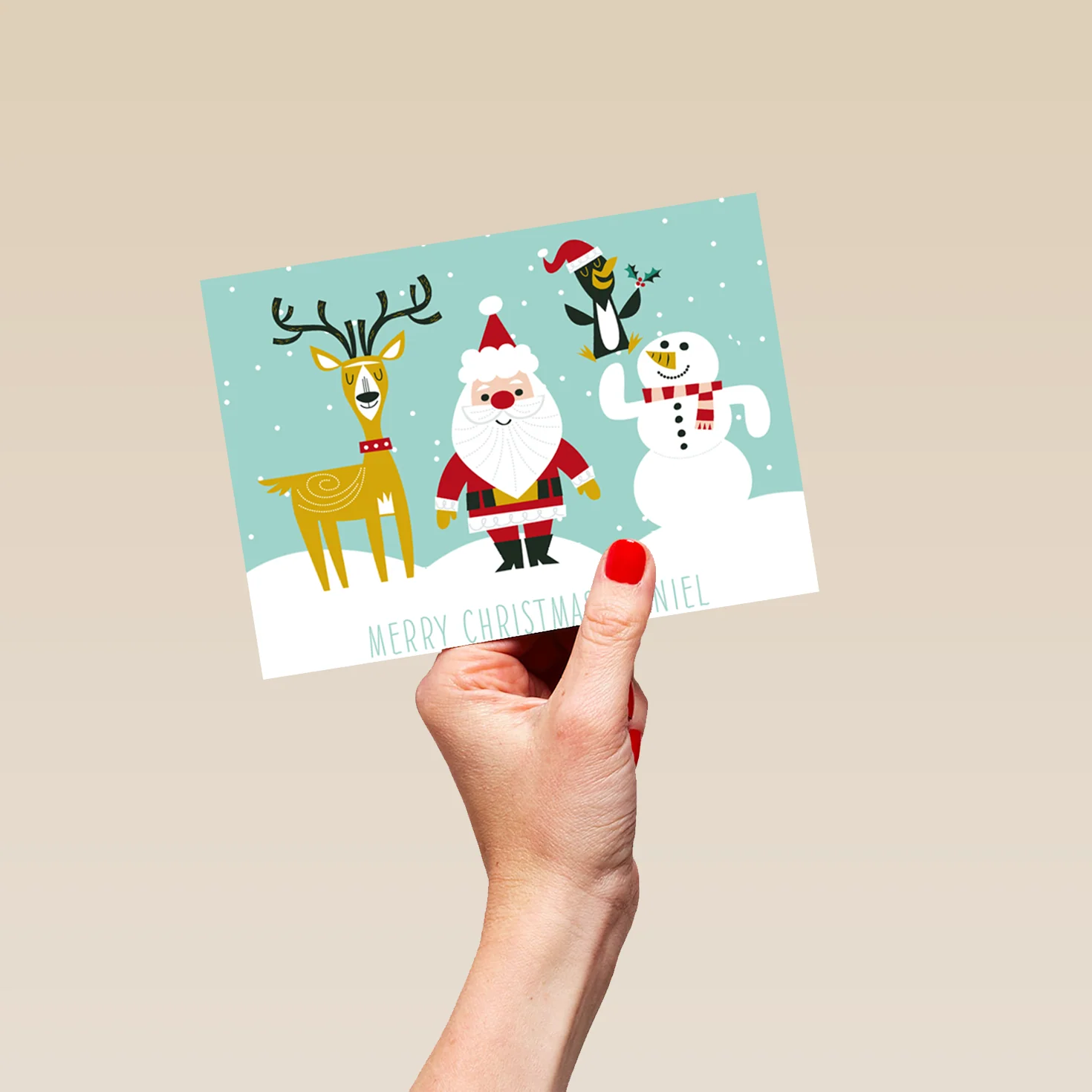 Personalised Kids Christmas Editable Santa Snowman Reindeer Card - Image 5