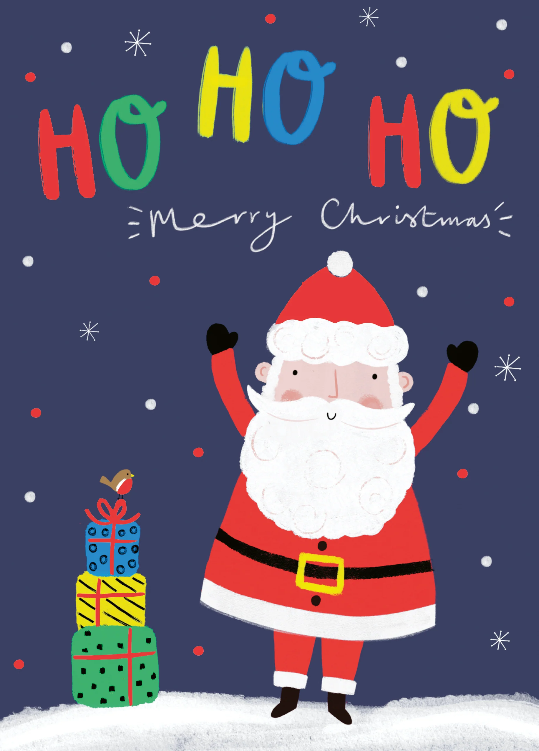 Personalised Kids Christmas Santa Cute Ho Ho Ho Card