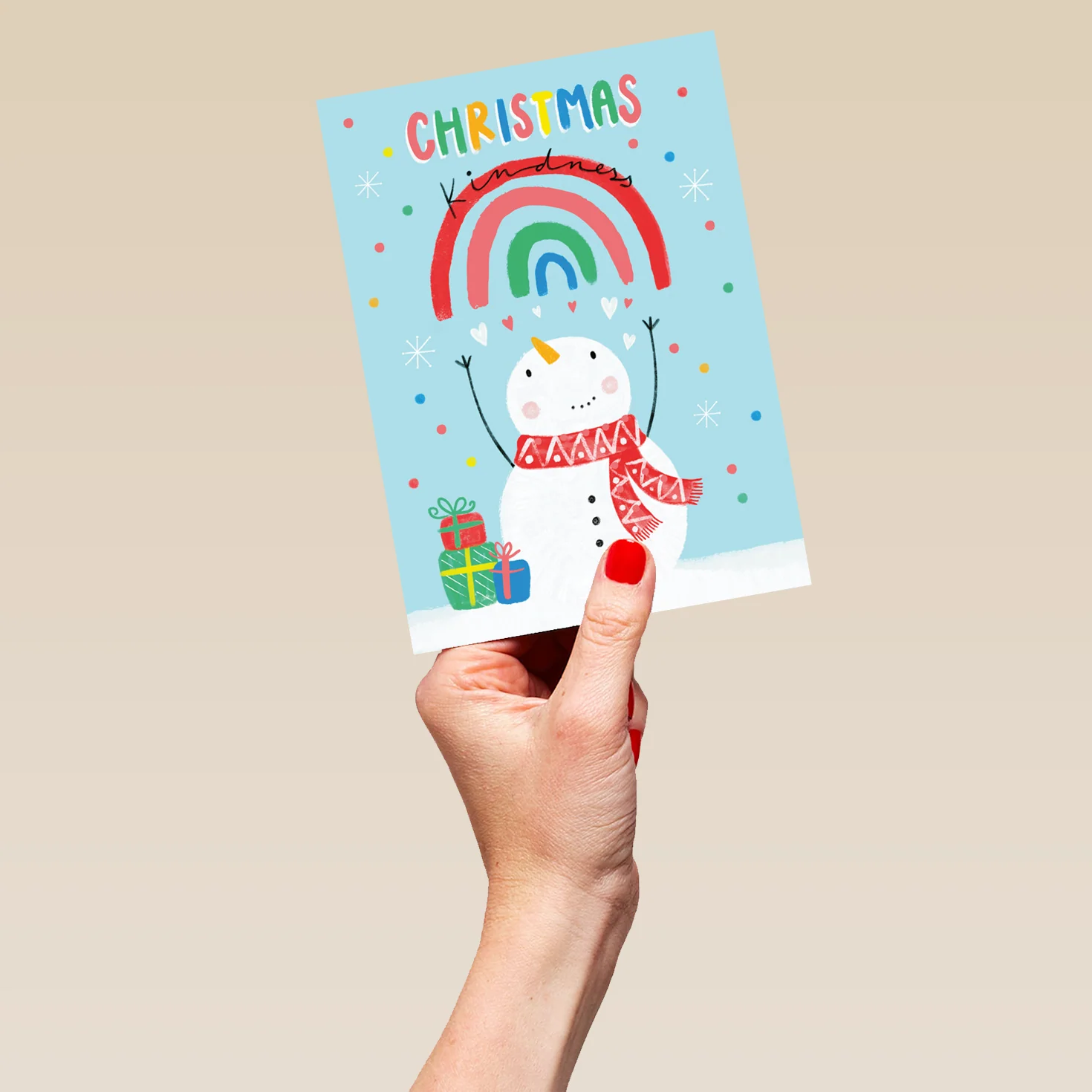 Personalised Kids Christmas Snowman Rainbow Cute Card - Image 5