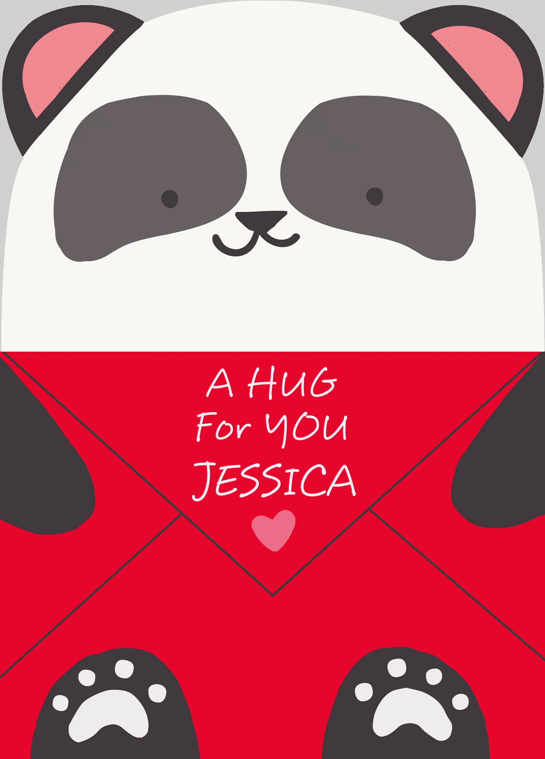 Personalised Kids Cute Panda With Envelope Valentine's Day Card