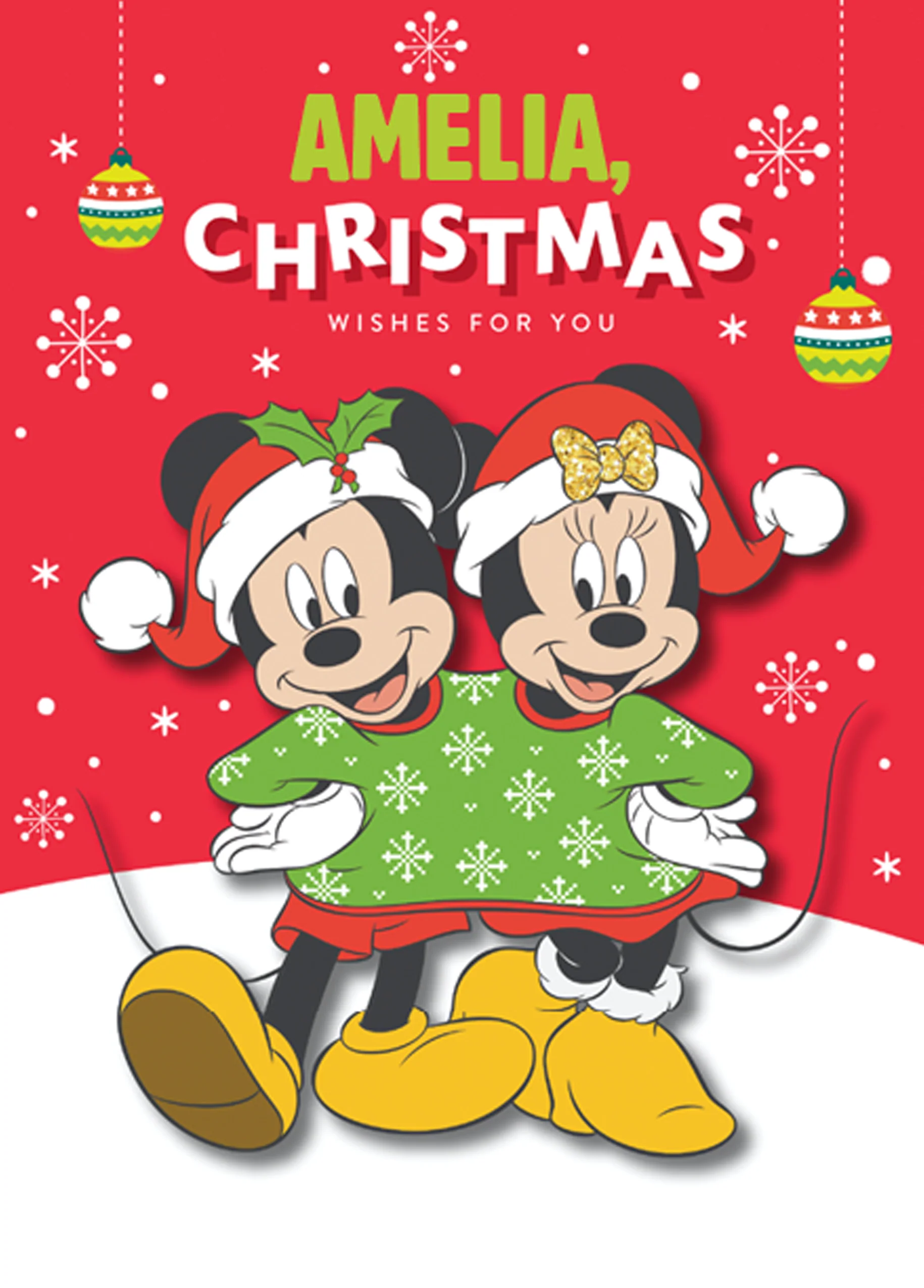 Personalised Kids Disney Mickey & Minnie Christmas Card