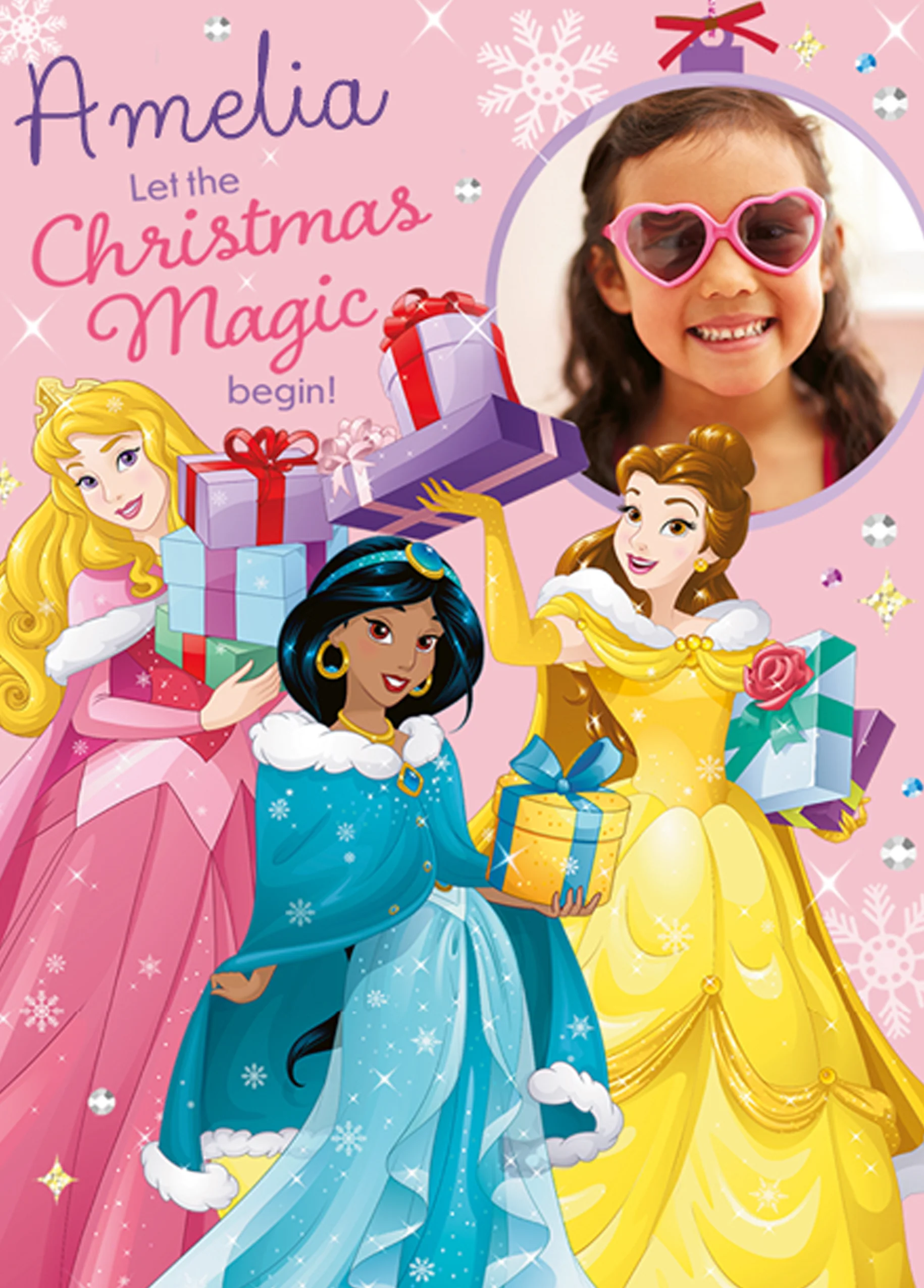 Personalised Kids Disney Princesses Photo Christmas Card