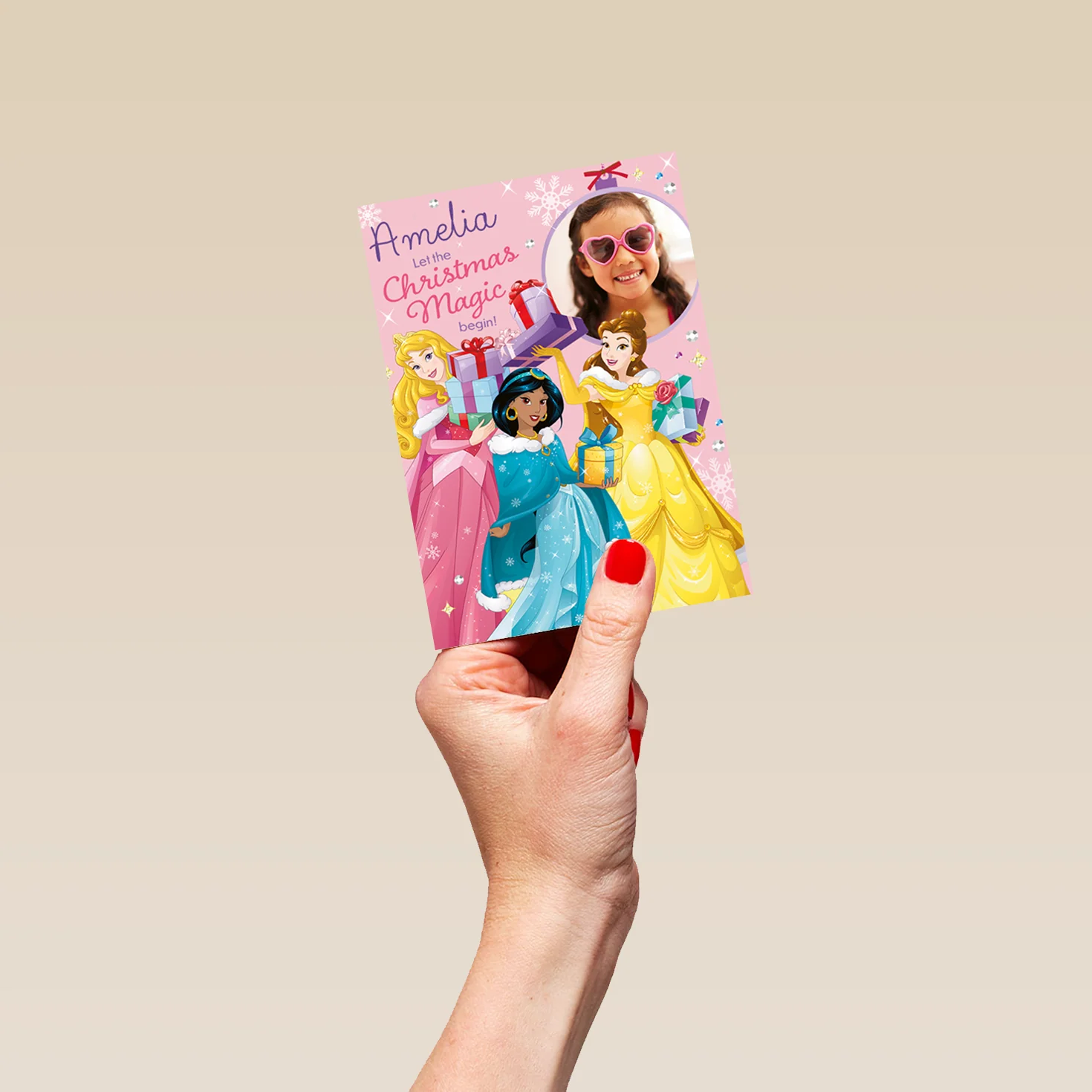 Personalised Kids Disney Princesses Photo Christmas Card - Image 4