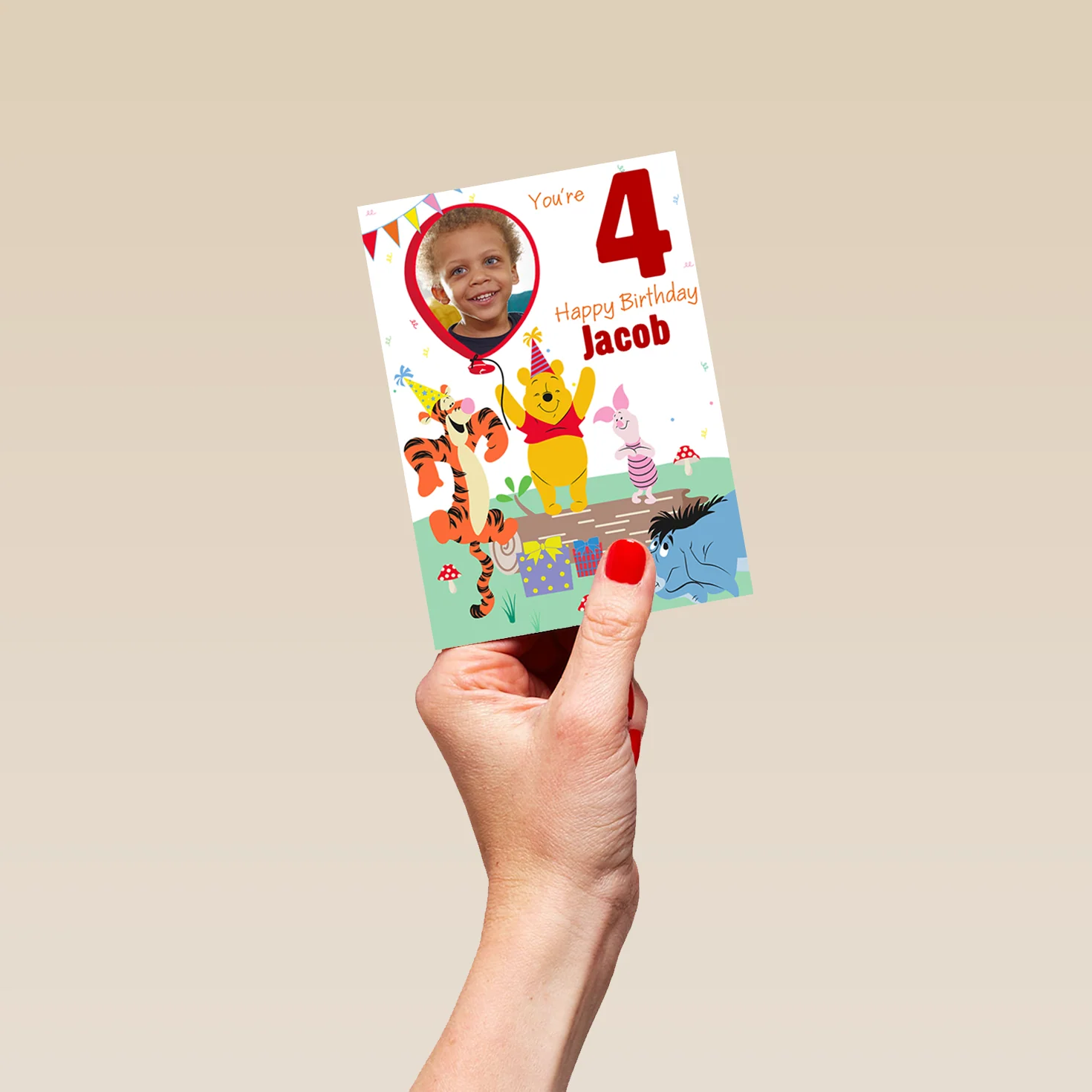 Personalised Kids Disney Winnie the Pooh Photo Birthday Card - Image 4