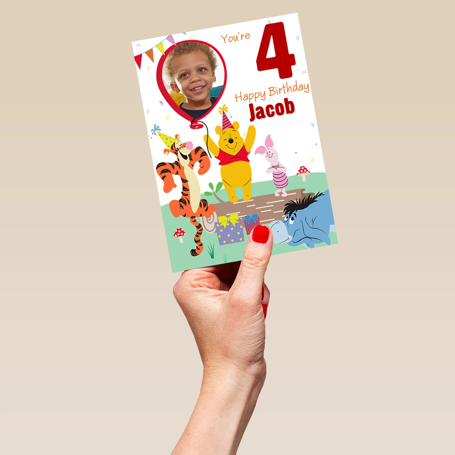 Personalised Kids Disney Winnie the Pooh Photo Birthday Card - Image 5