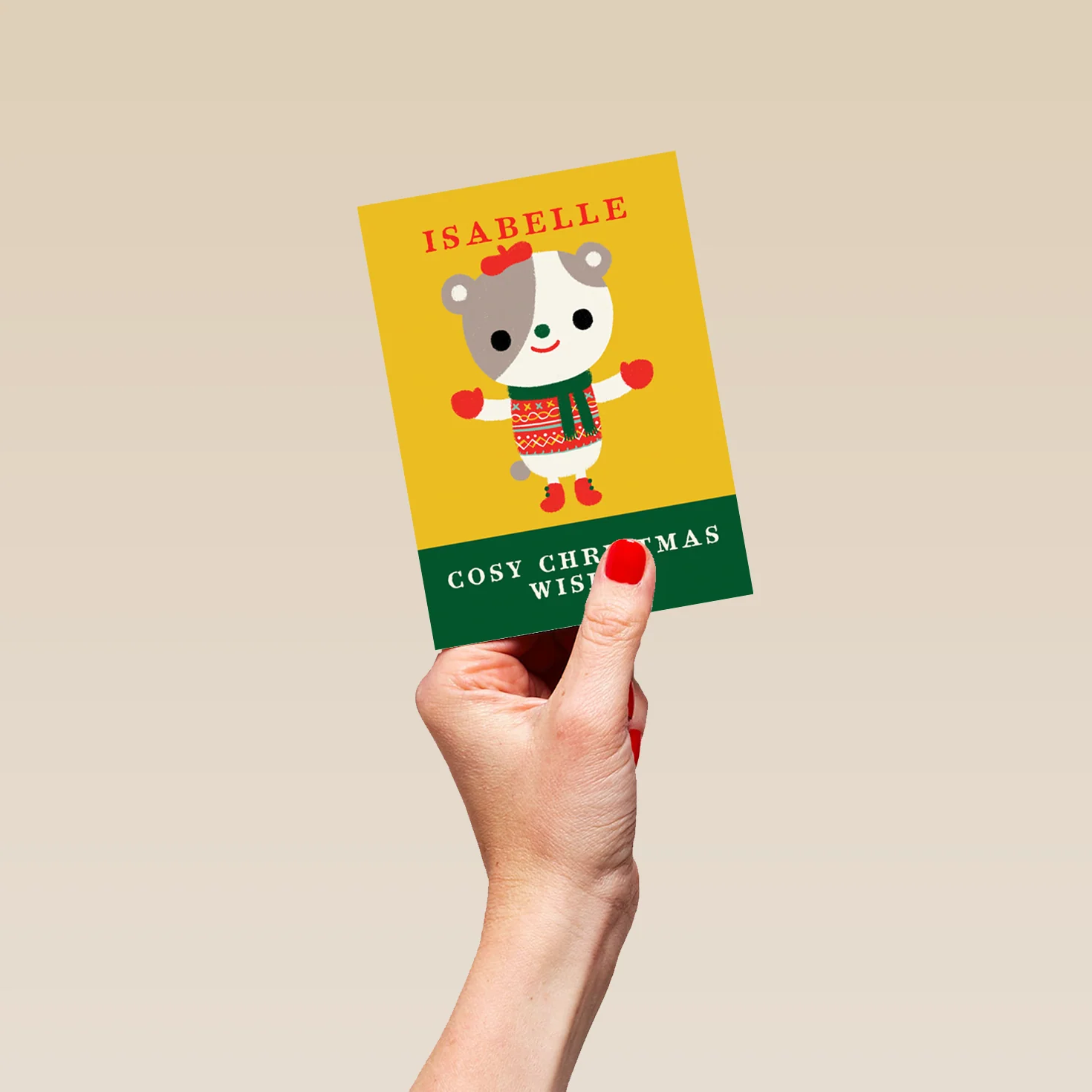 Personalised Kids Editable Cute Bear Christmas Jumper Card - Image 4