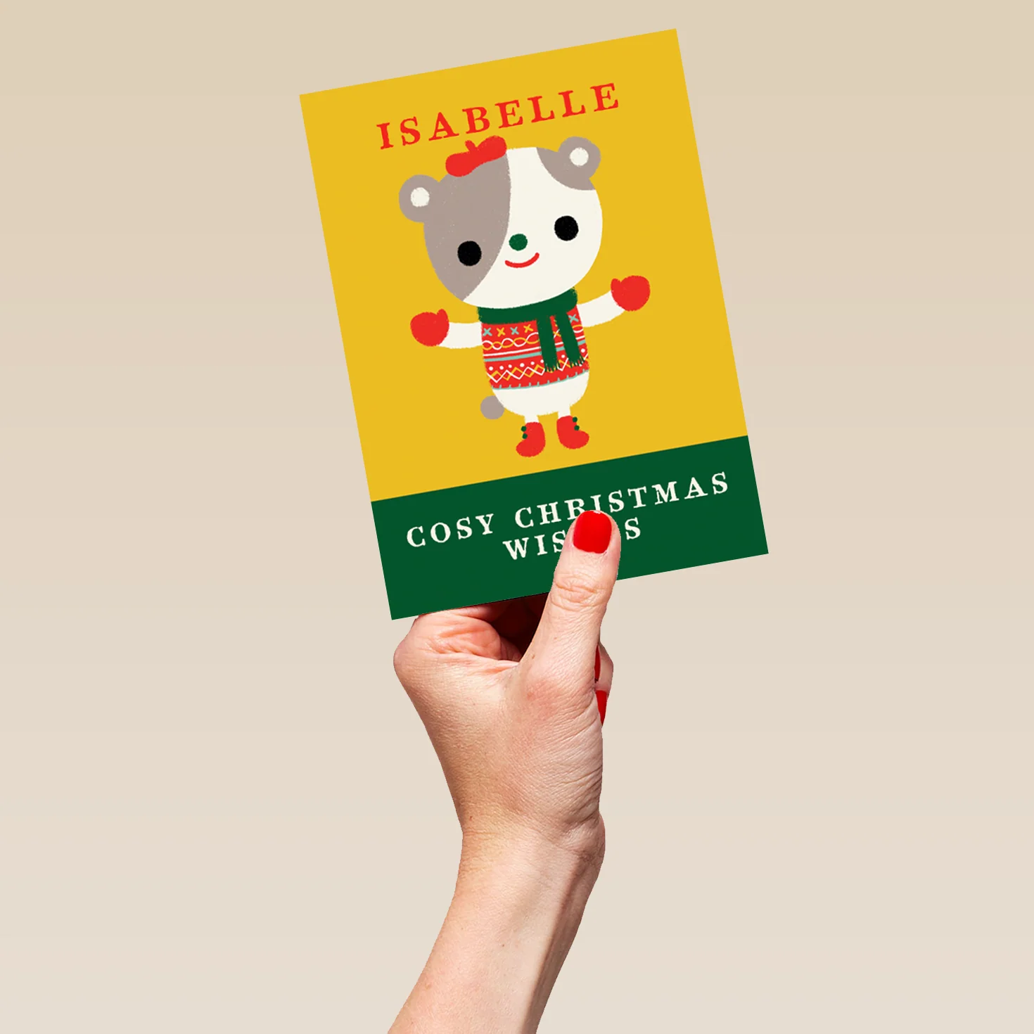 Personalised Kids Editable Cute Bear Christmas Jumper Card - Image 5