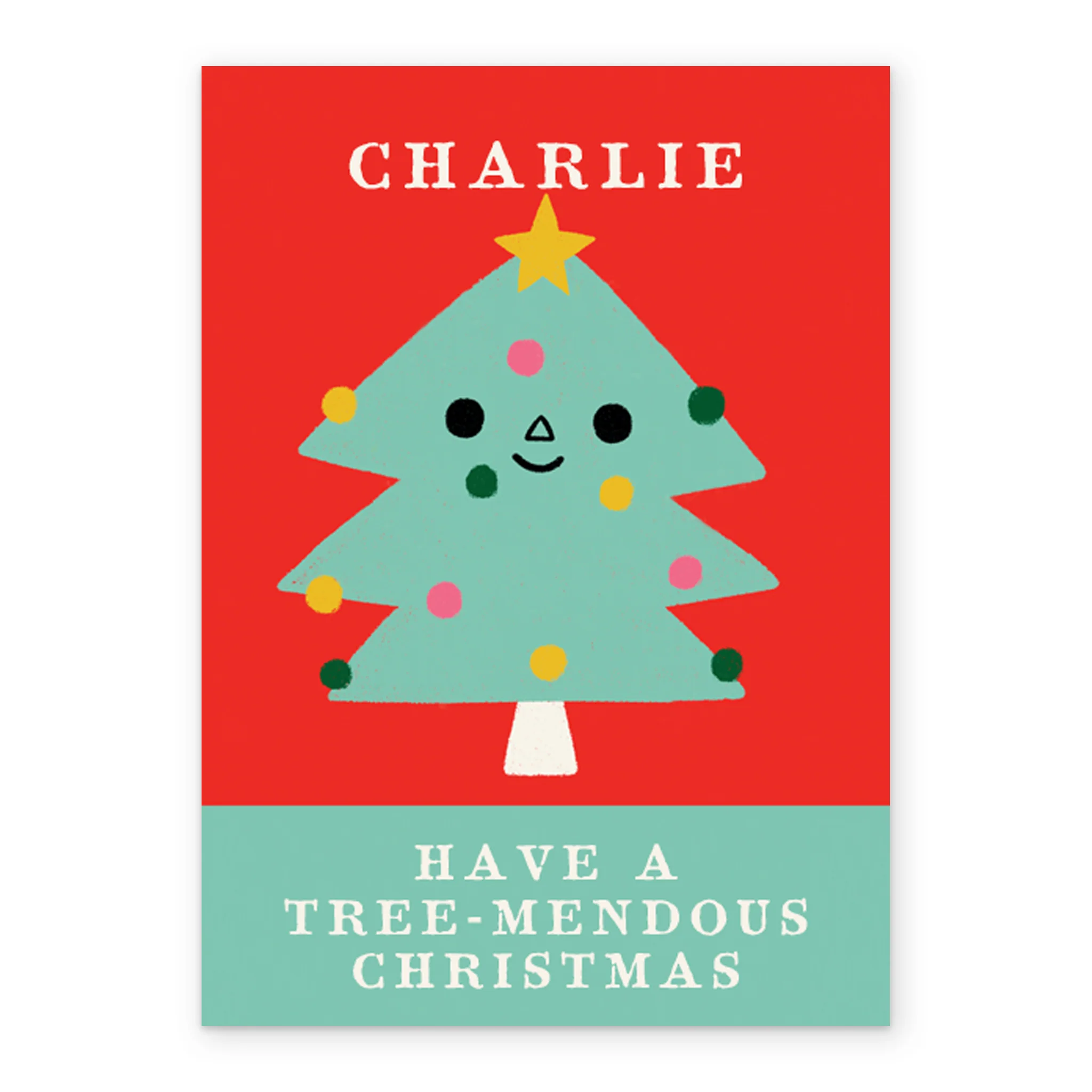 Personalised Kids Editable Cute Christmas Tree Face Card - Image 2