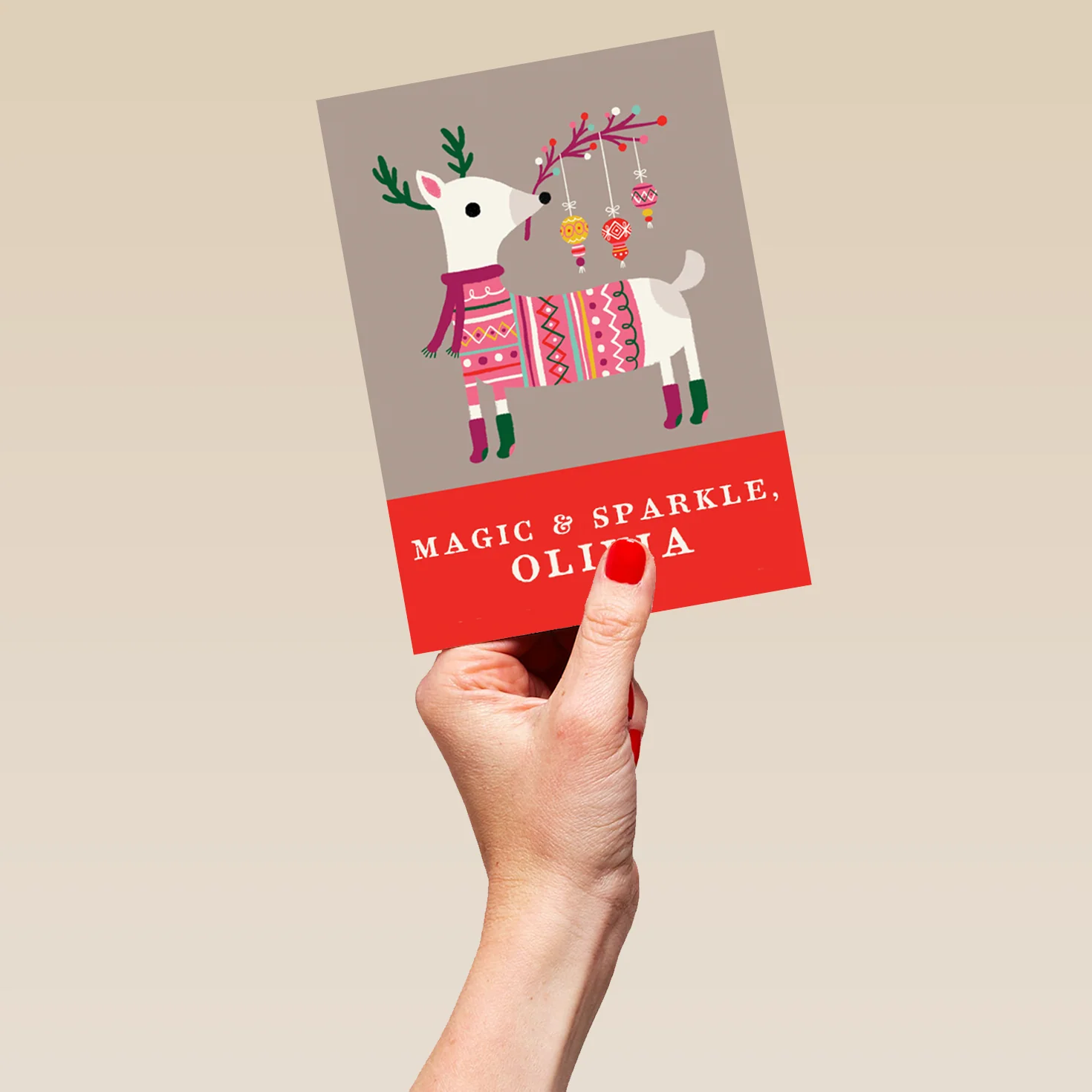 Personalised Kids Editable Cute Reindeer Christmas Jumper Card - Image 5