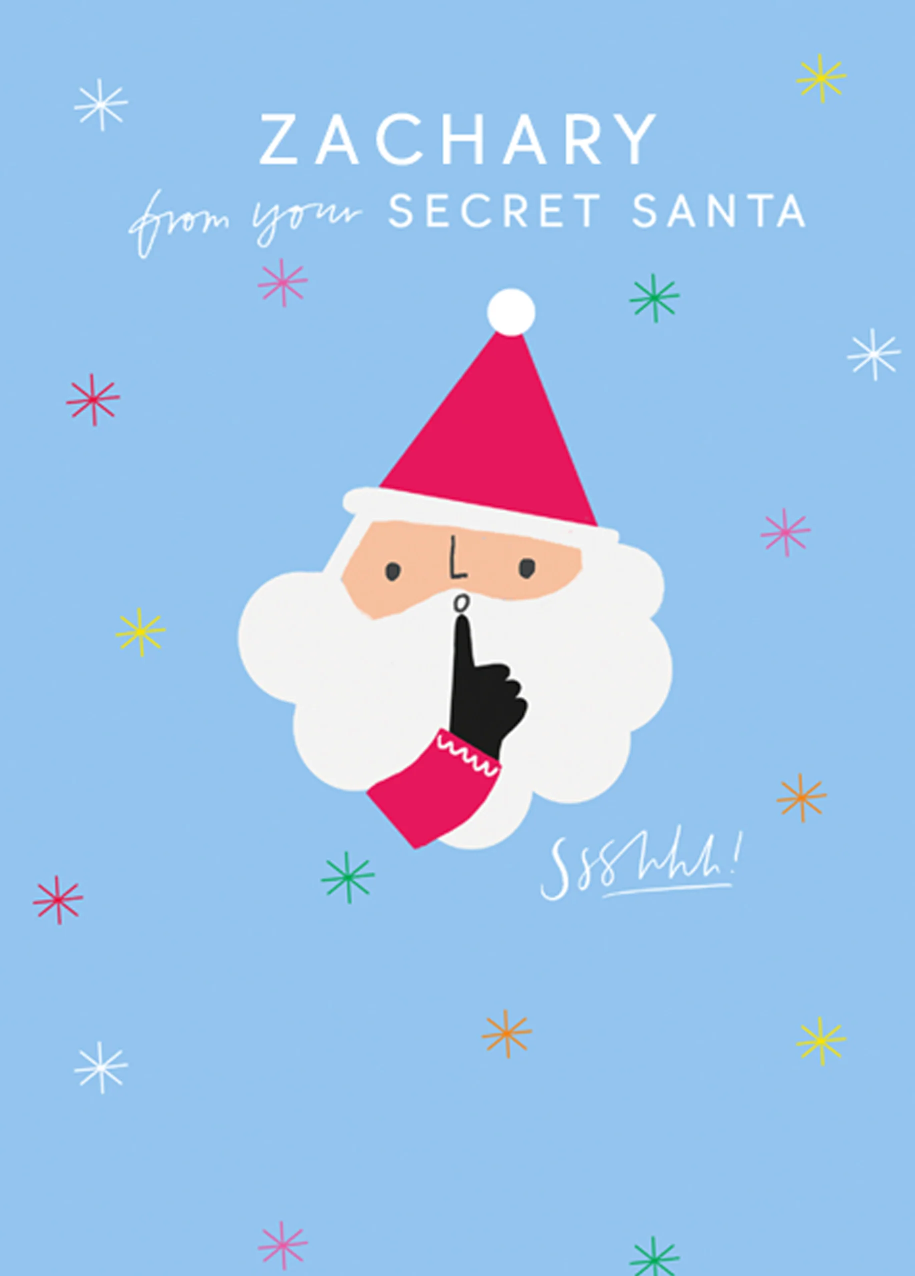 Personalised Kids Fun Secret Santa Ssshhh Christmas Card