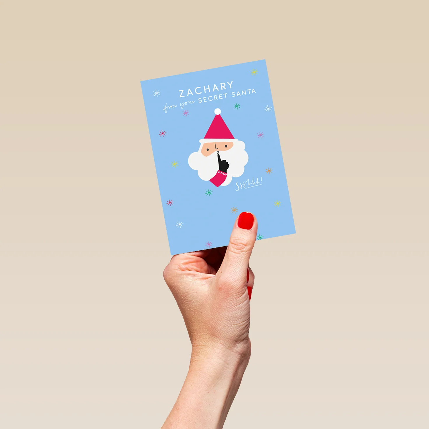 Personalised Kids Fun Secret Santa Ssshhh Christmas Card - Image 4