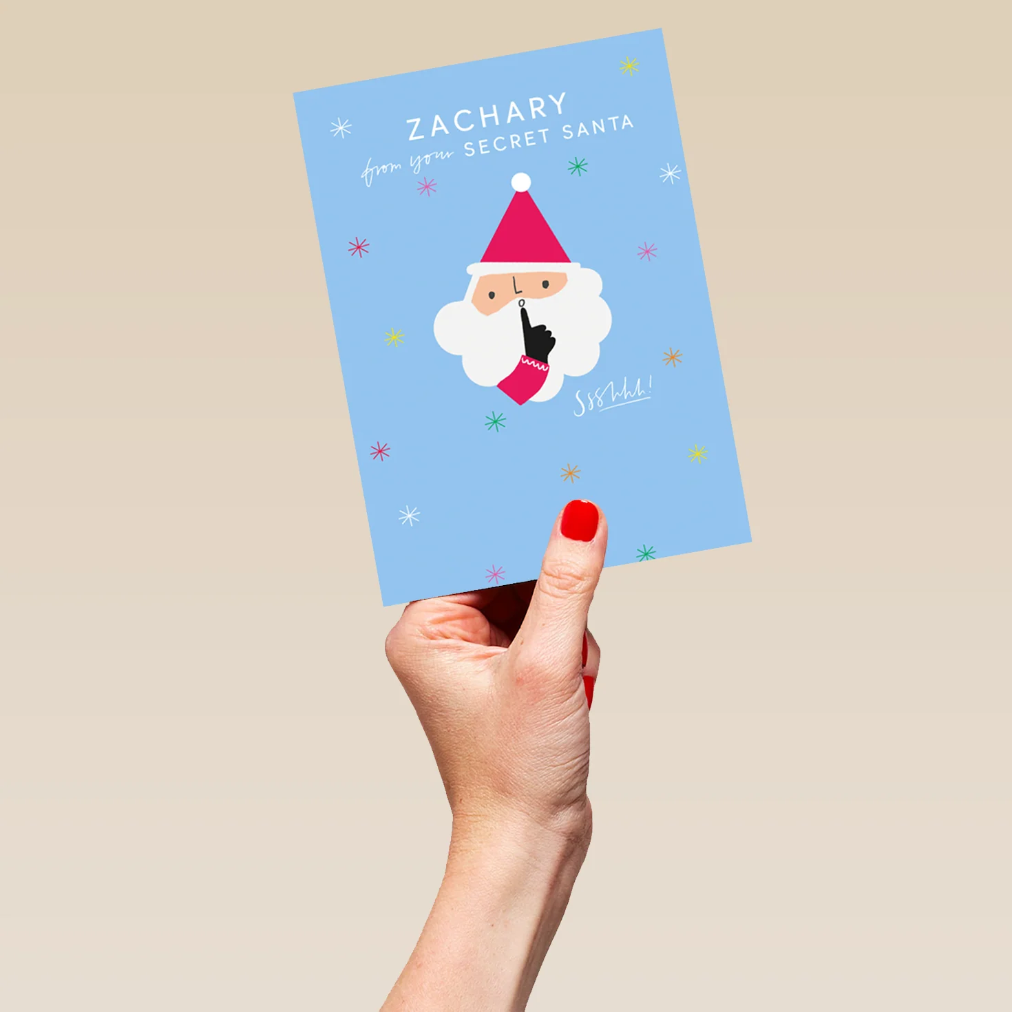 Personalised Kids Fun Secret Santa Ssshhh Christmas Card - Image 5