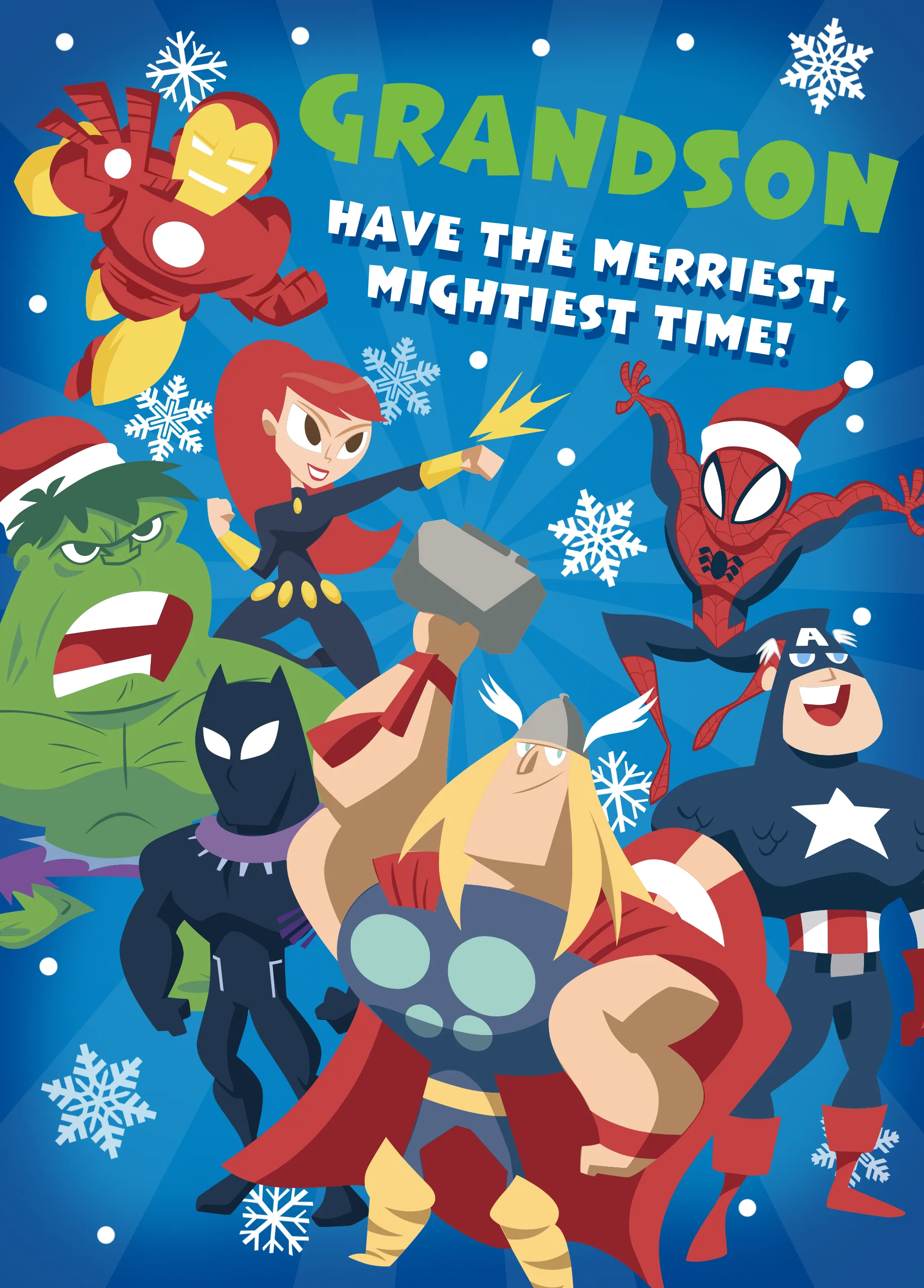 Personalised Kids Grandson MARVEL Avengers Christmas Card