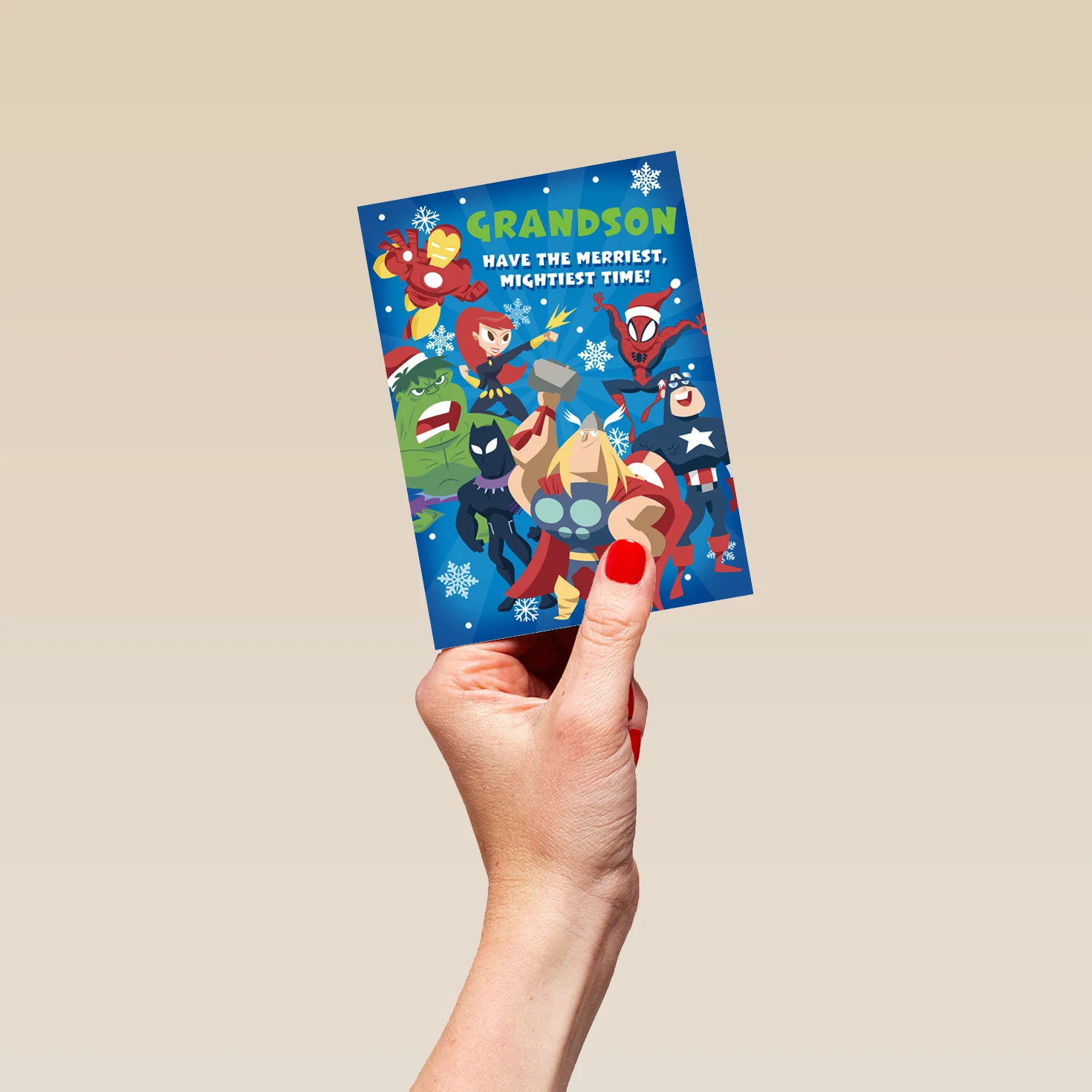 Personalised Kids Grandson MARVEL Avengers Christmas Card - Image 4
