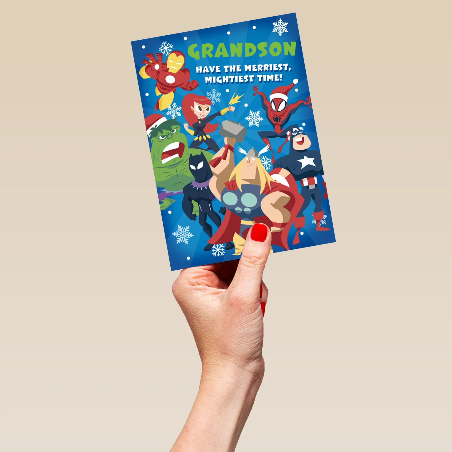 Personalised Kids Grandson MARVEL Avengers Christmas Card - Image 5