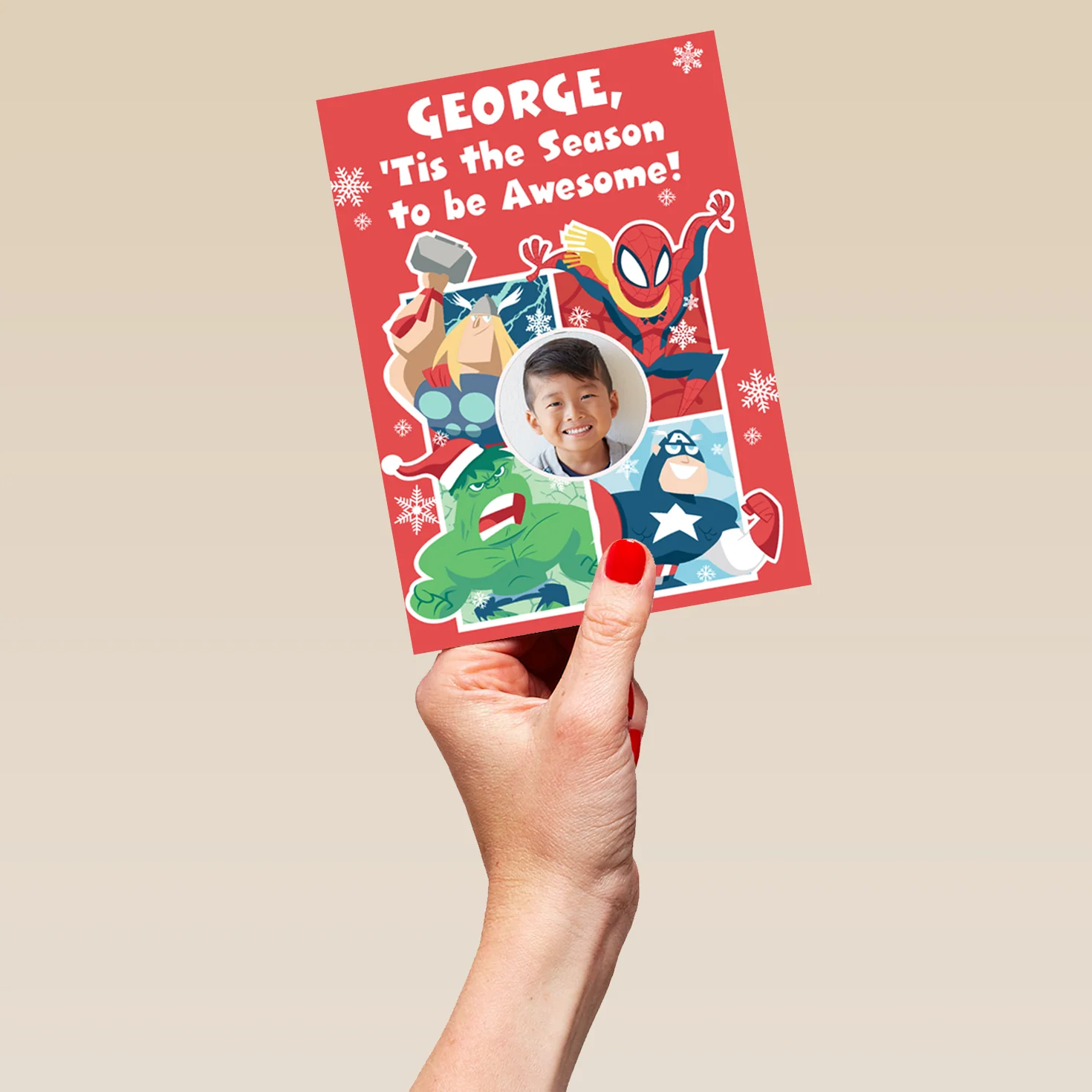 Personalised Kids MARVEL Avengers Photo Christmas Card - Image 5