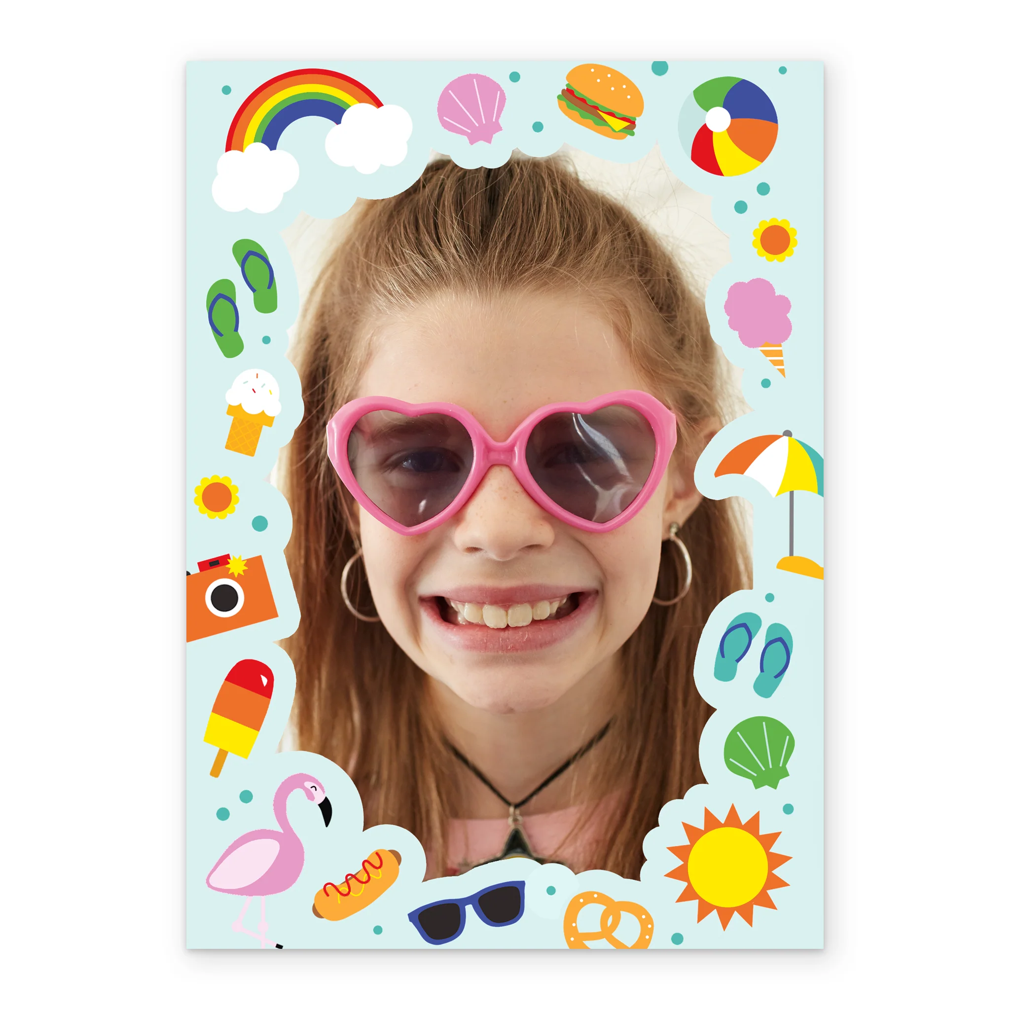 Personalised Kids Photo Upload Summer Icons Greeting Card - Image 2