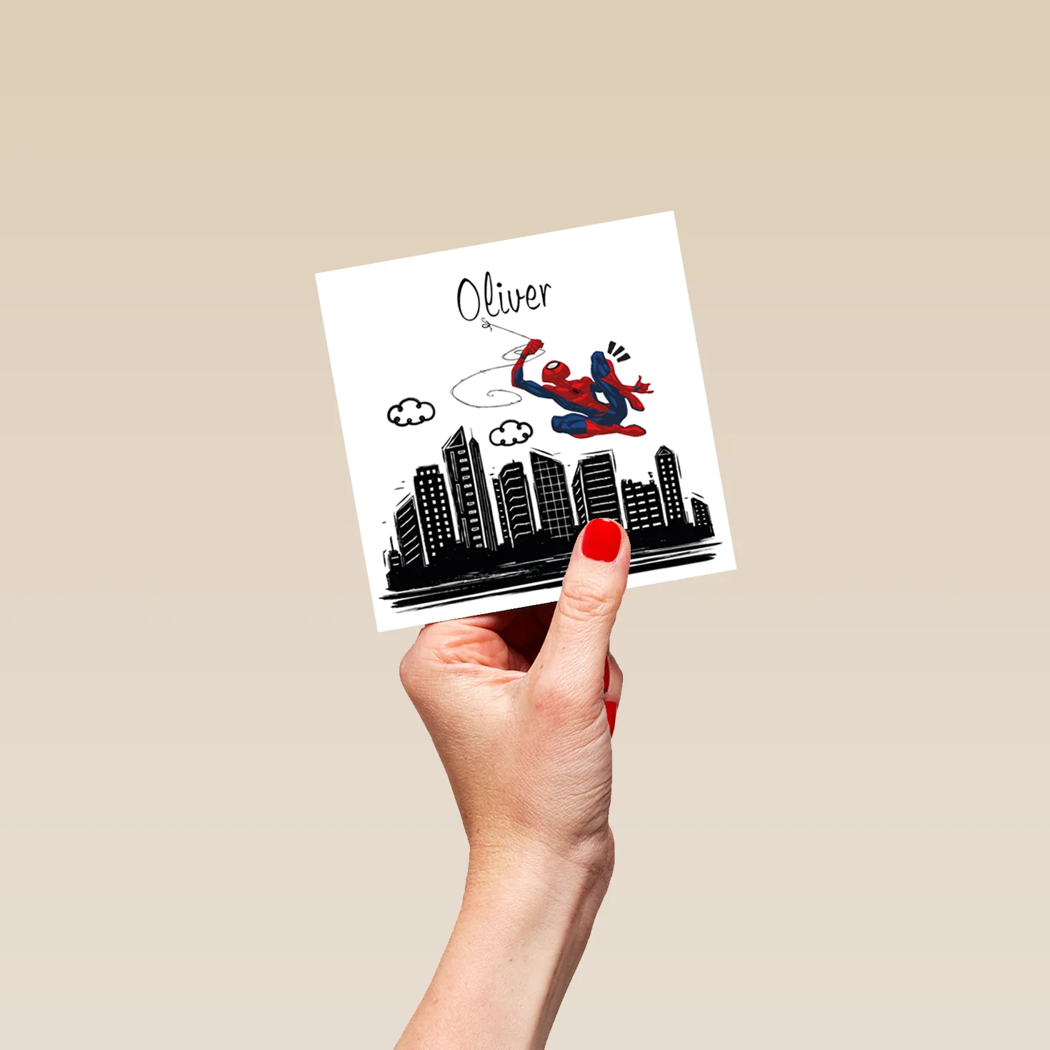 Personalised Kids Spider-Man City Scene Birthday Card - Image 4