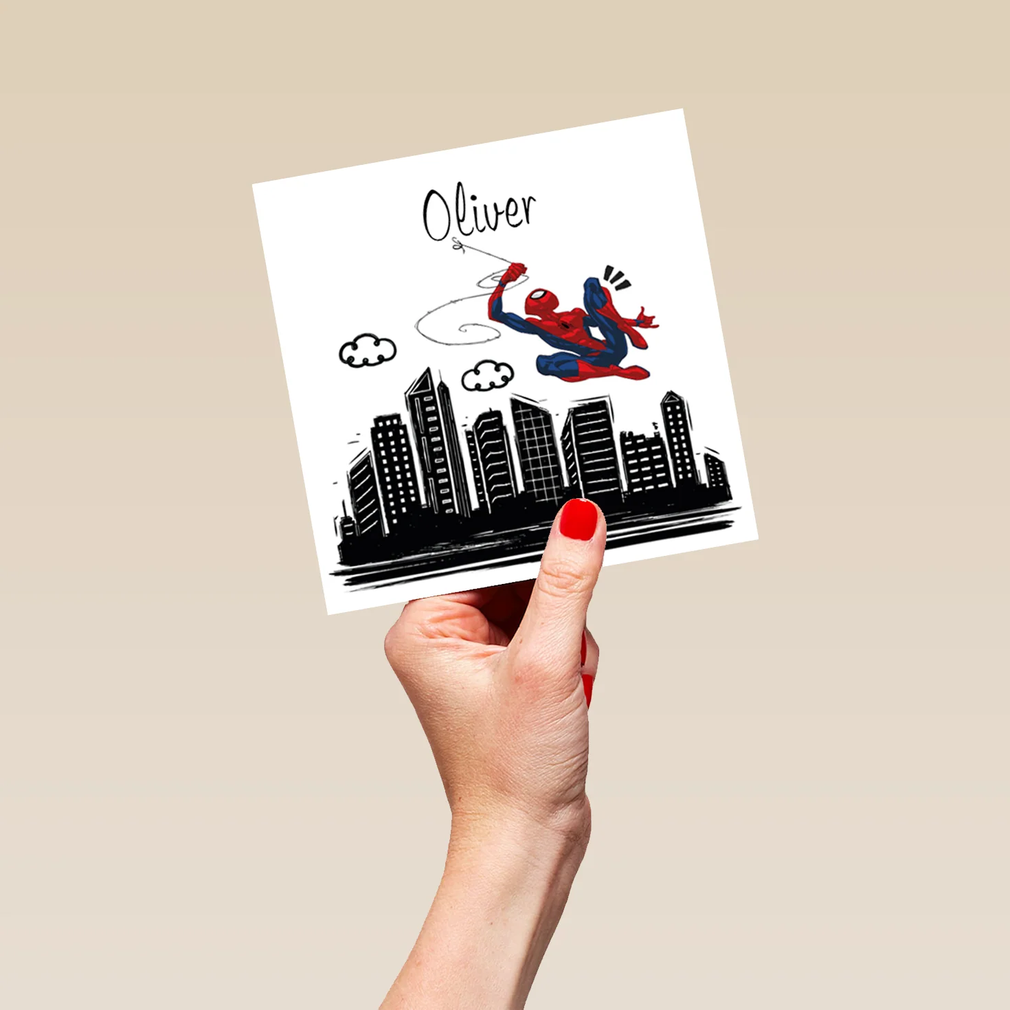Personalised Kids Spider-Man City Scene Birthday Card - Image 5