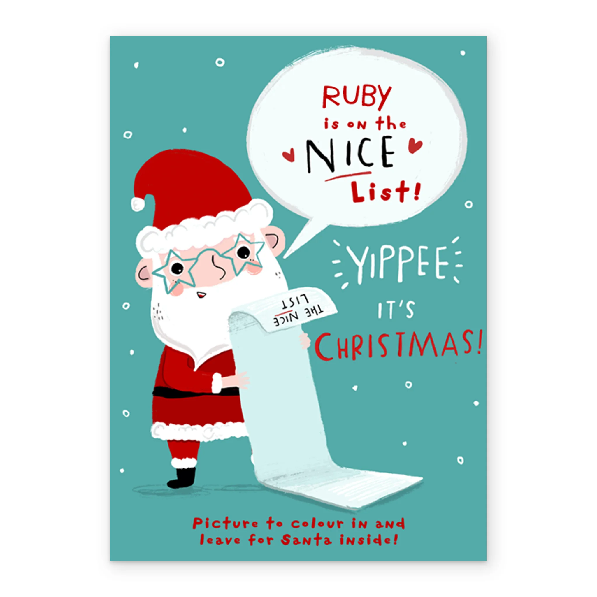 Personalised Kids To Santa Colour In Activity Christmas Card - Image 2
