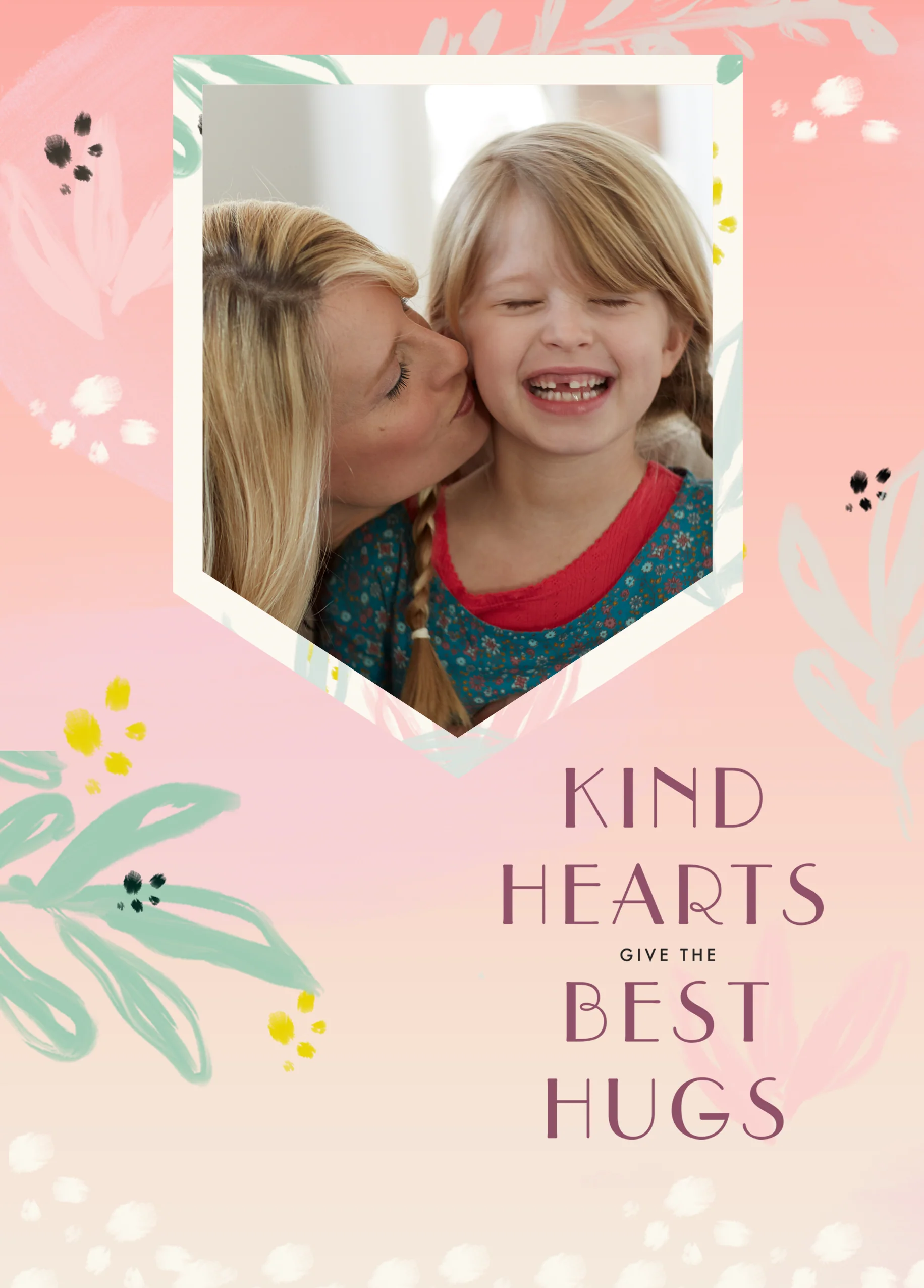 Personalised Kind Hearts Best Hugs Mother's Day Photo Upload Card