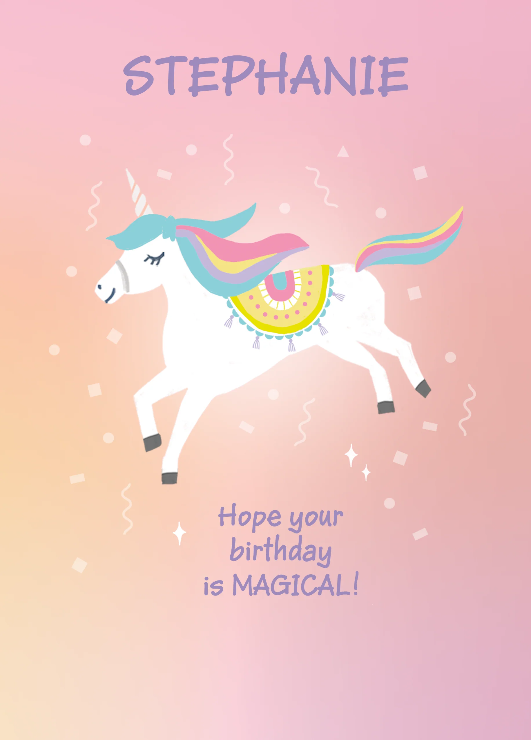Personalised 'Leaping Unicorn' Illustrated Kids' Birthday Card