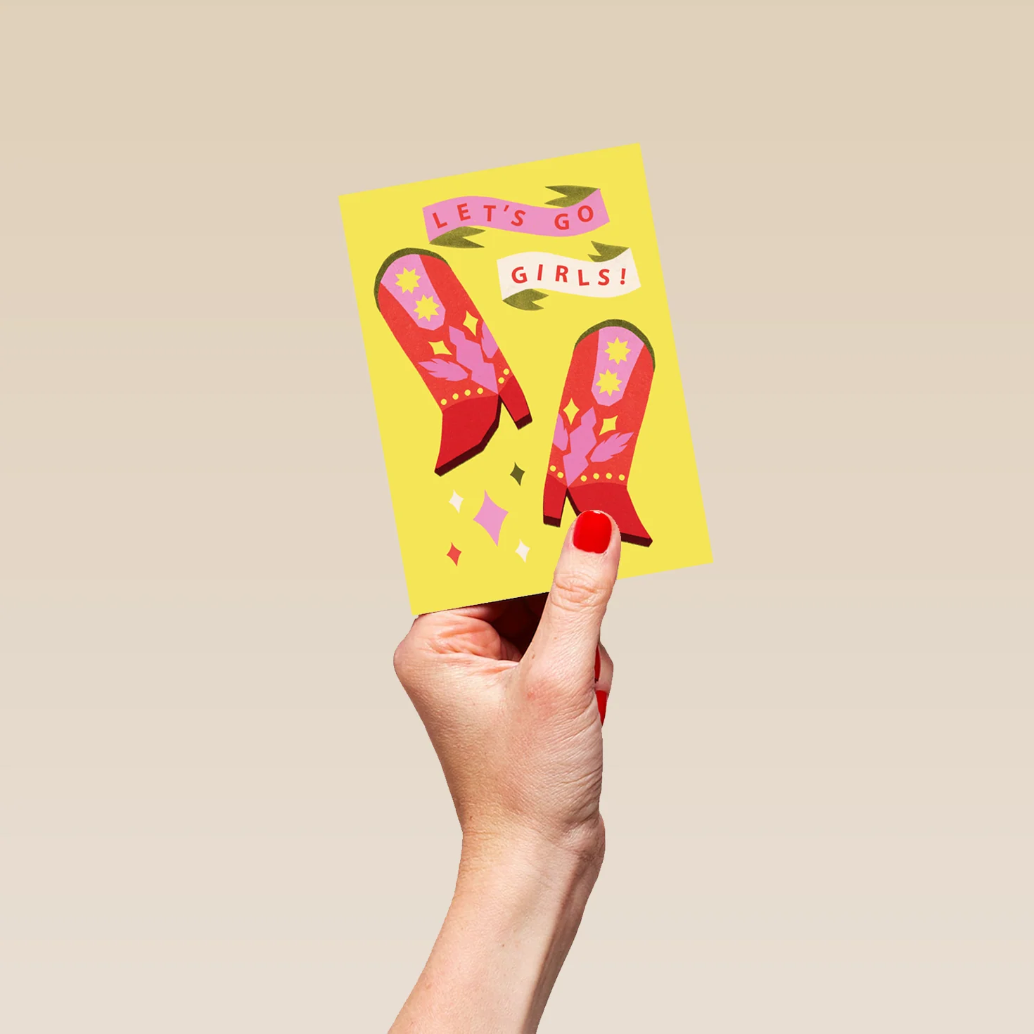 Personalised 'Let's Go Girls' Cowboy Boots Birthday Card For Her - Image 4