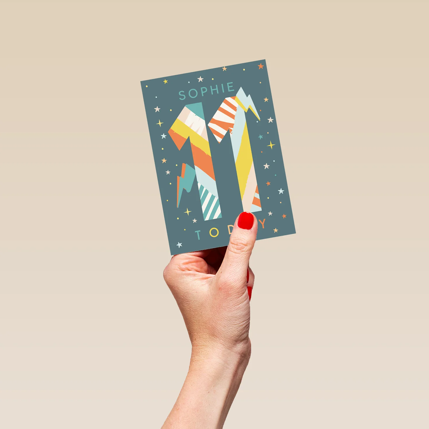 Personalised Lightning Bolts And Stars 11th Birthday Card - Image 4