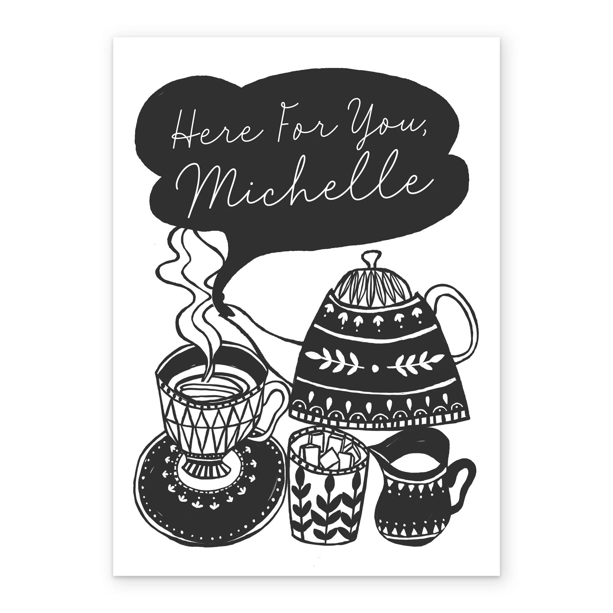 Personalised Line Drawn 'Here for You' Thinking of You Card - Image 2