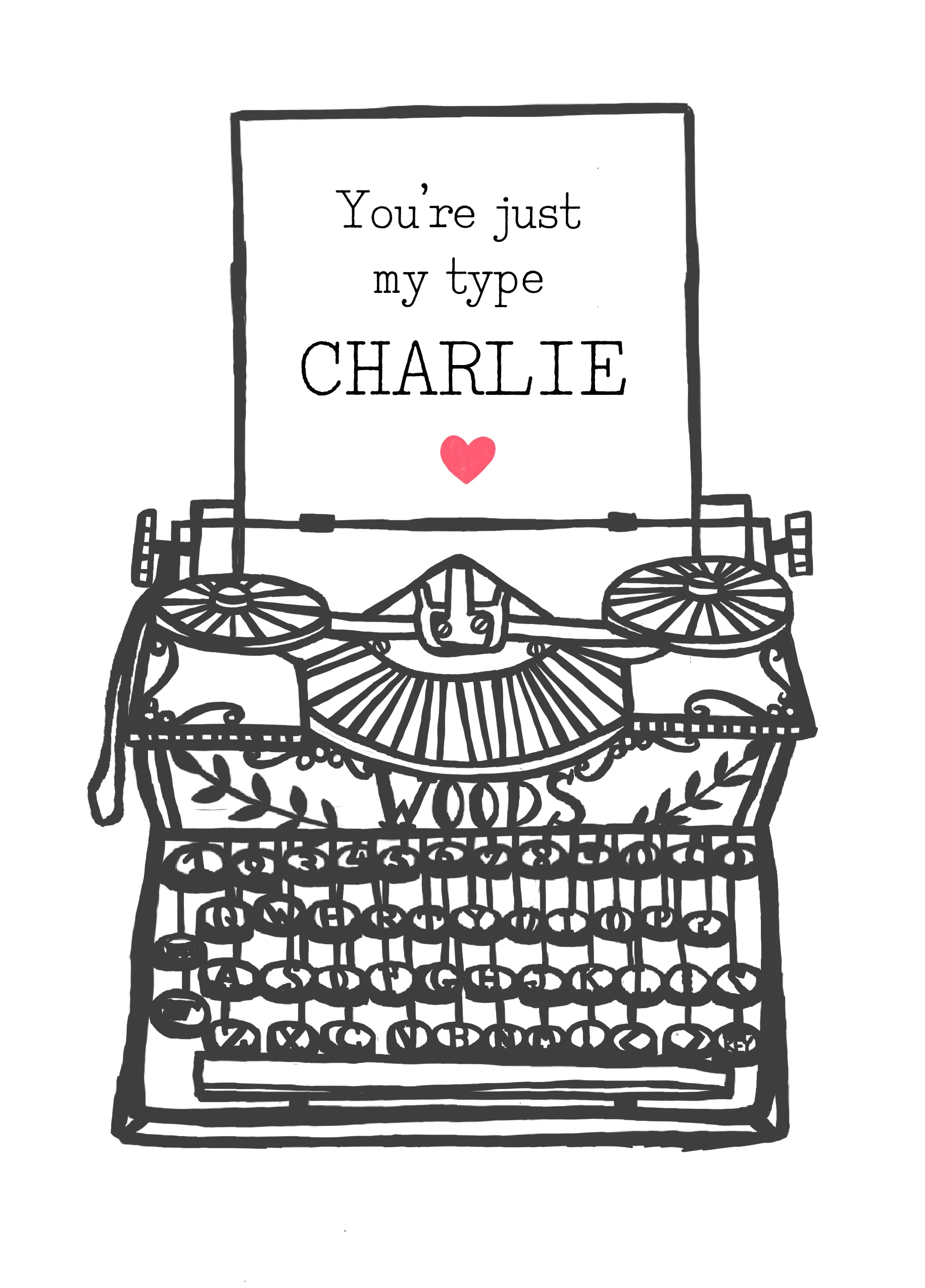 Personalised Line Drawn 'Just My Type' Our Anniversary Card