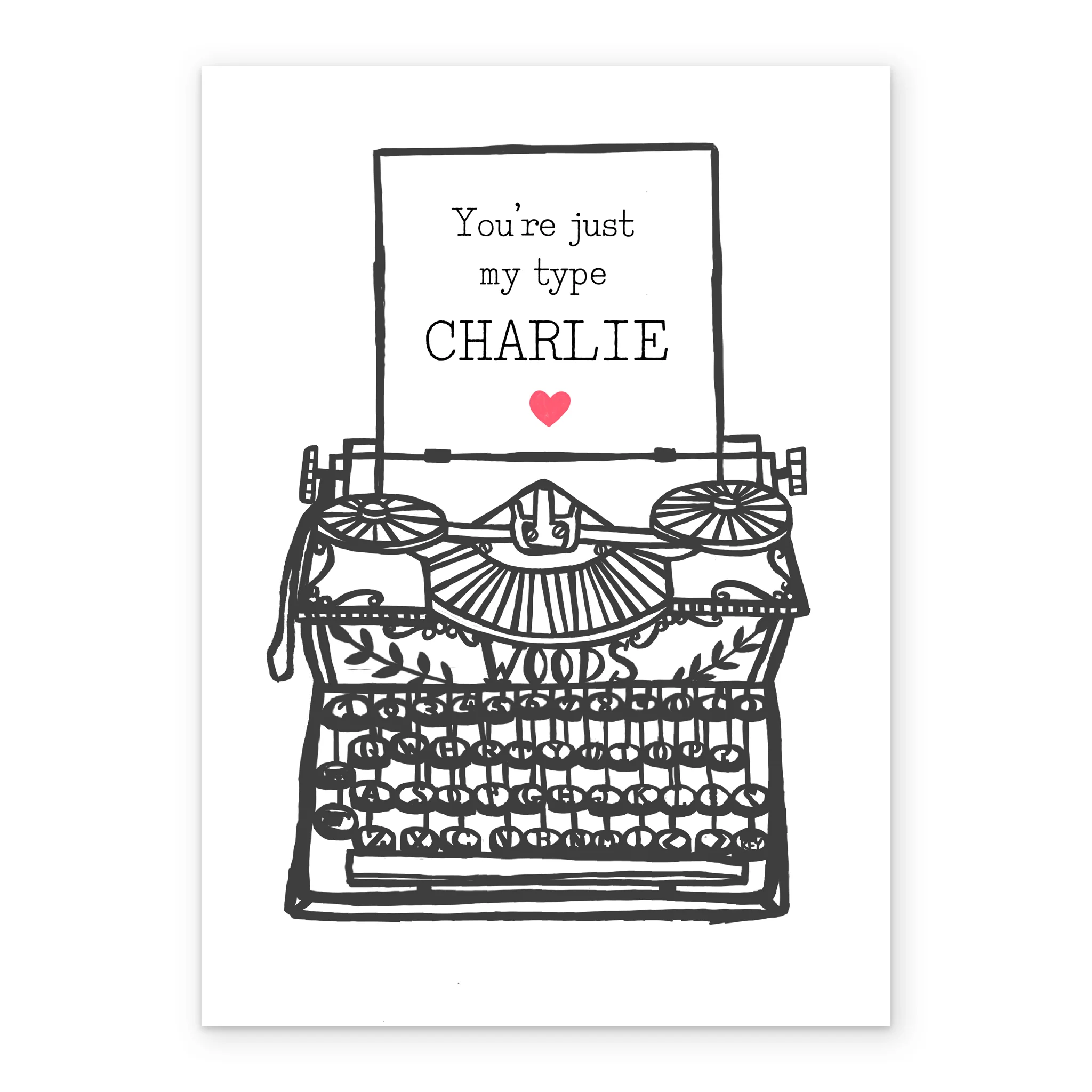 Personalised Line Drawn 'Just My Type' Our Anniversary Card - Image 2
