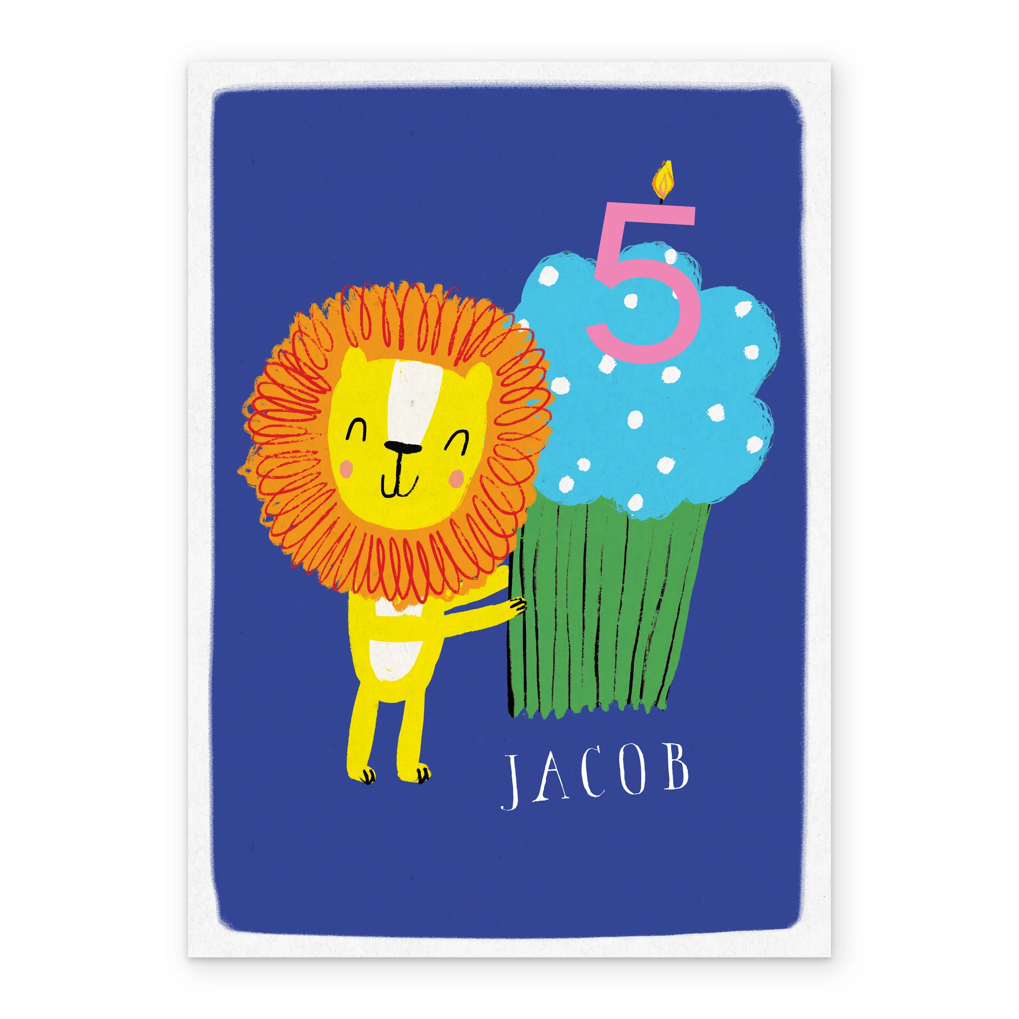 Personalised Lion Cupcake 5th Birthday Card - Image 2
