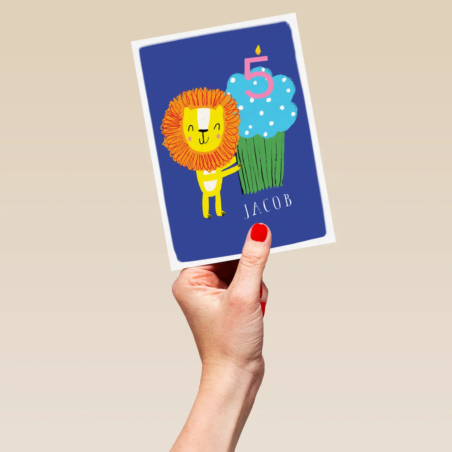 Personalised Lion Cupcake 5th Birthday Card - Image 5