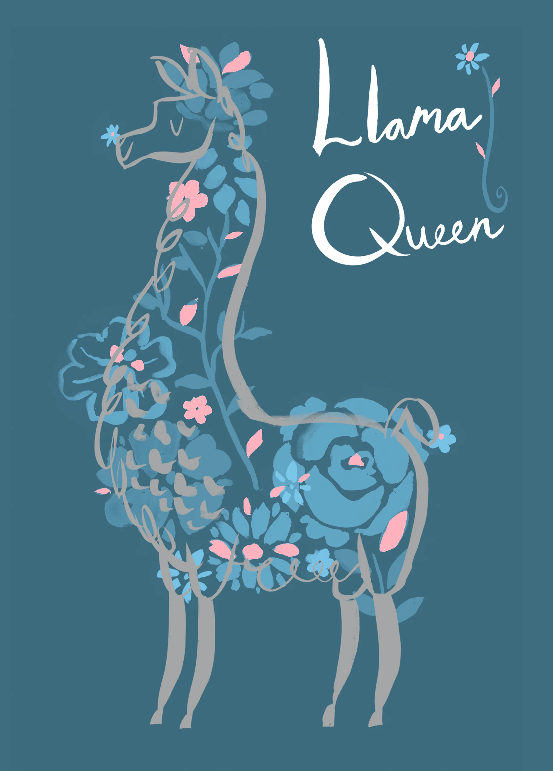 Personalised Llama Queen Birthday Card