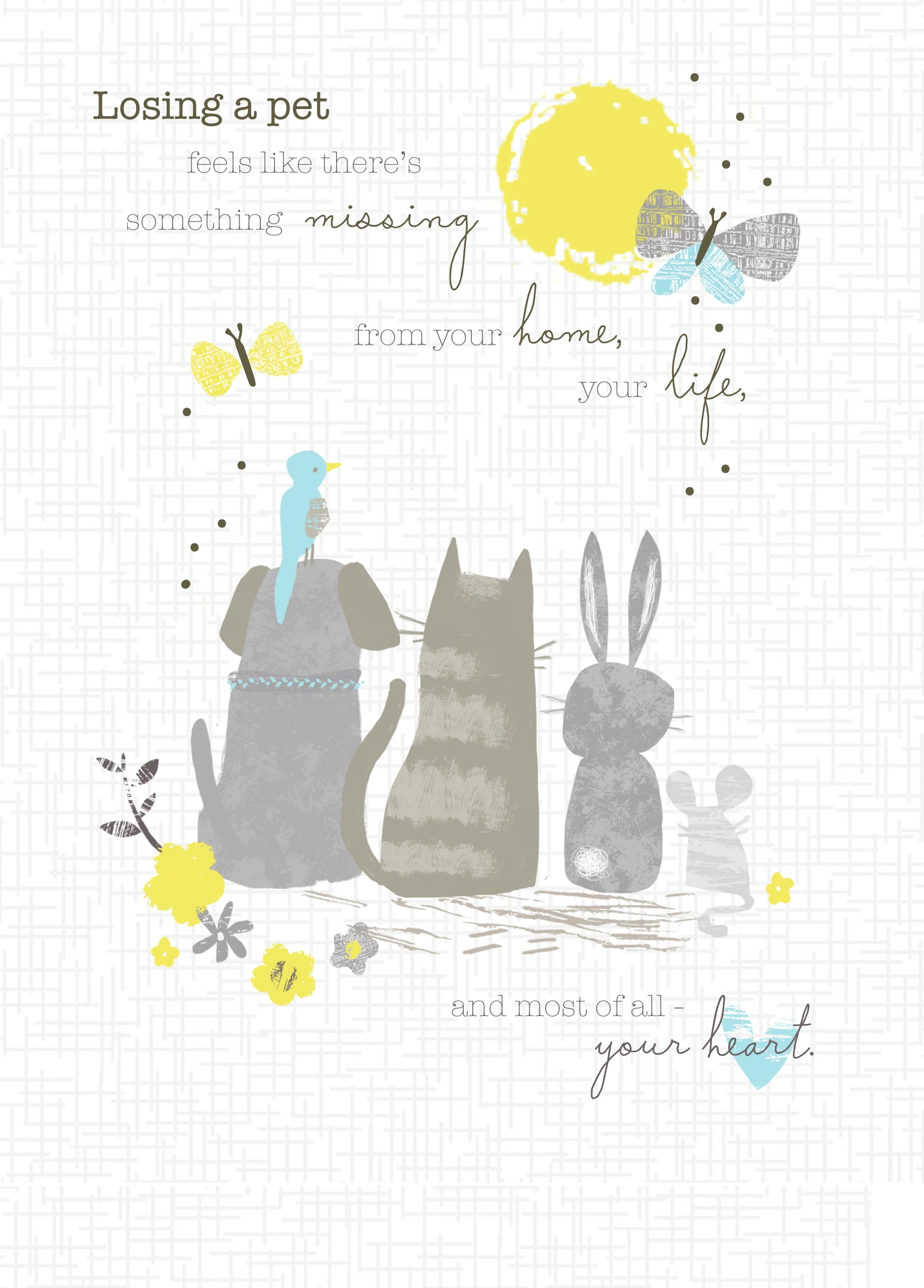 Personalised Loss of Pet Illustrated Animals Sympathy Card