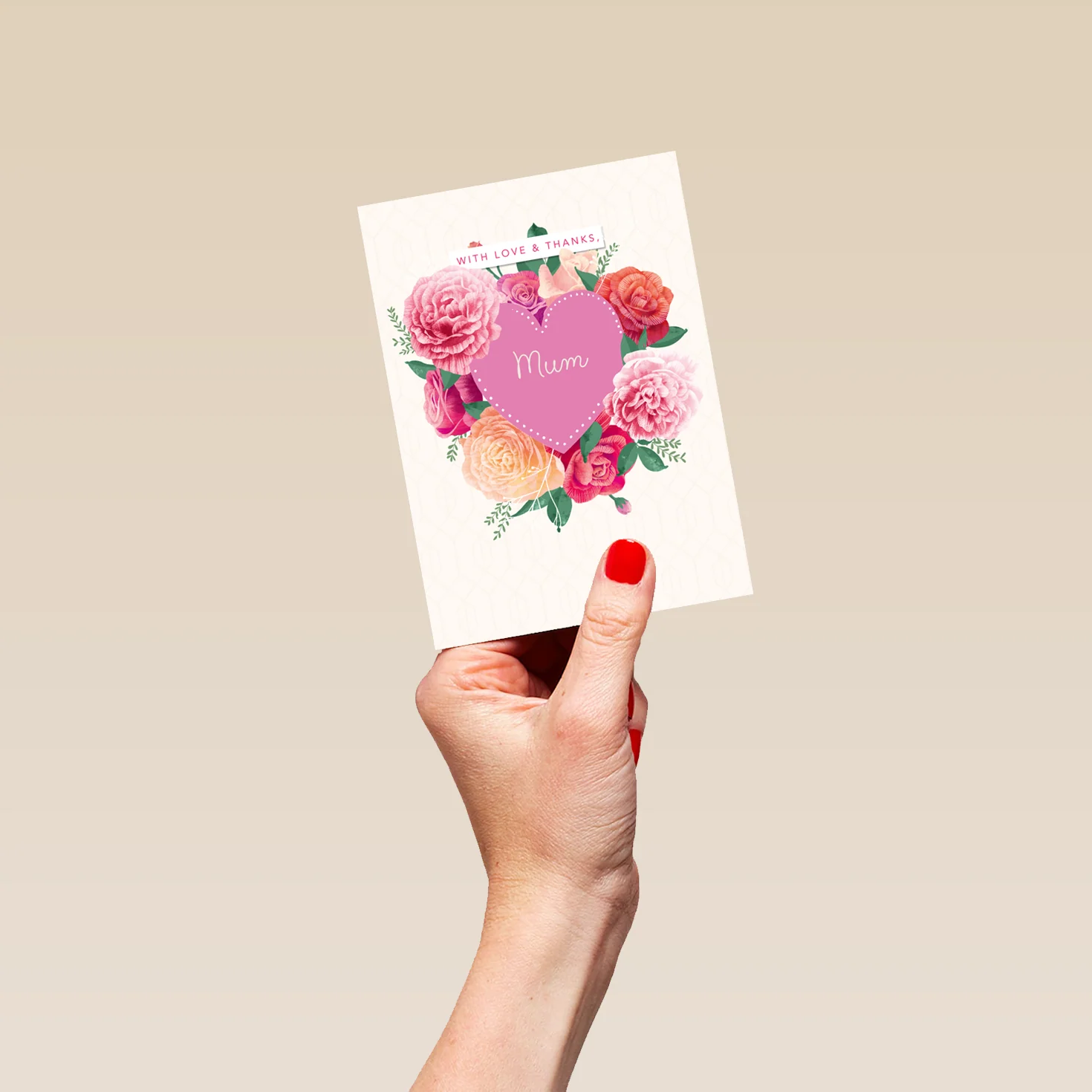Personalised Love Heart Floral Bouquet Mother's Day Card For Mum - Image 4