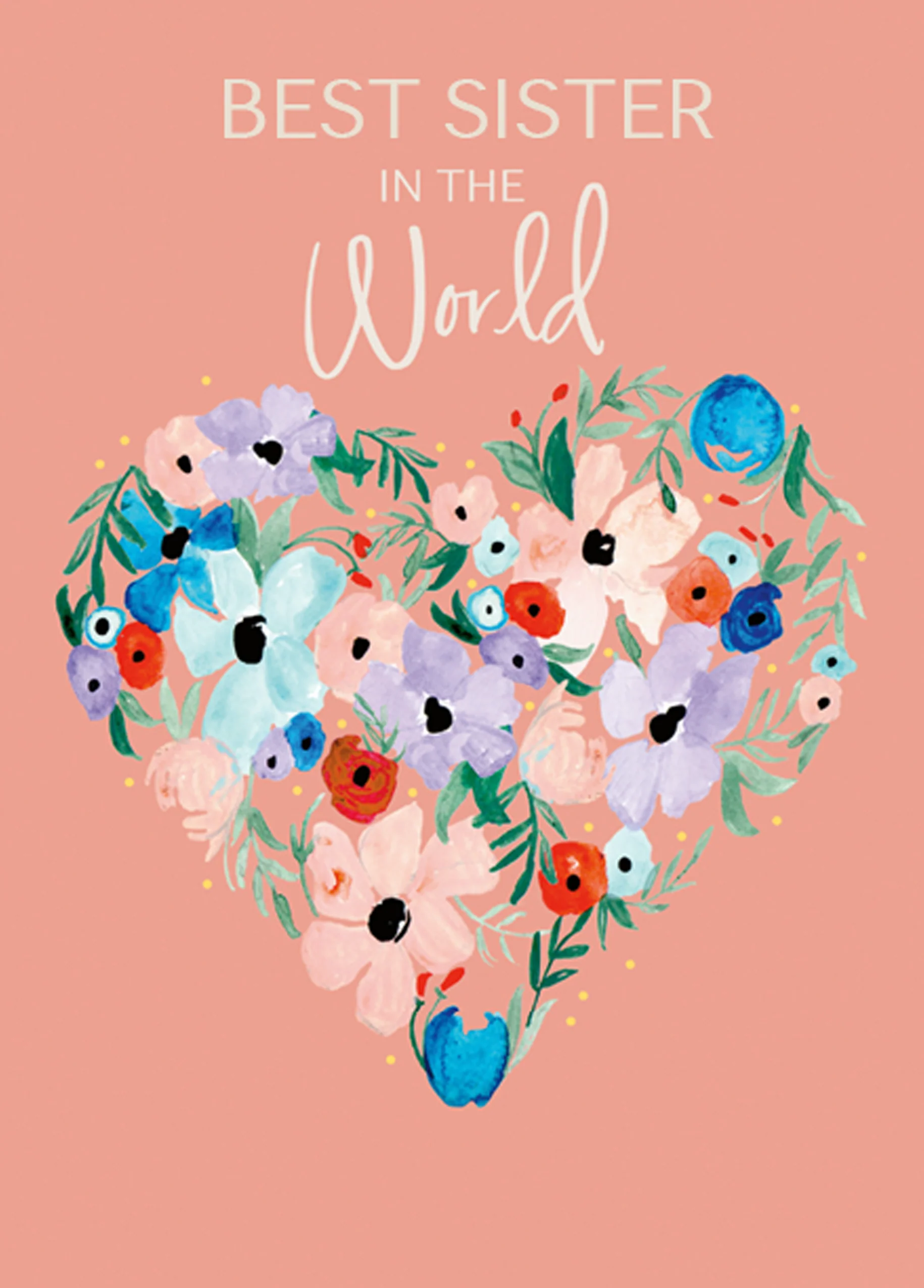 Personalised Love Heart Floral Card For Sister