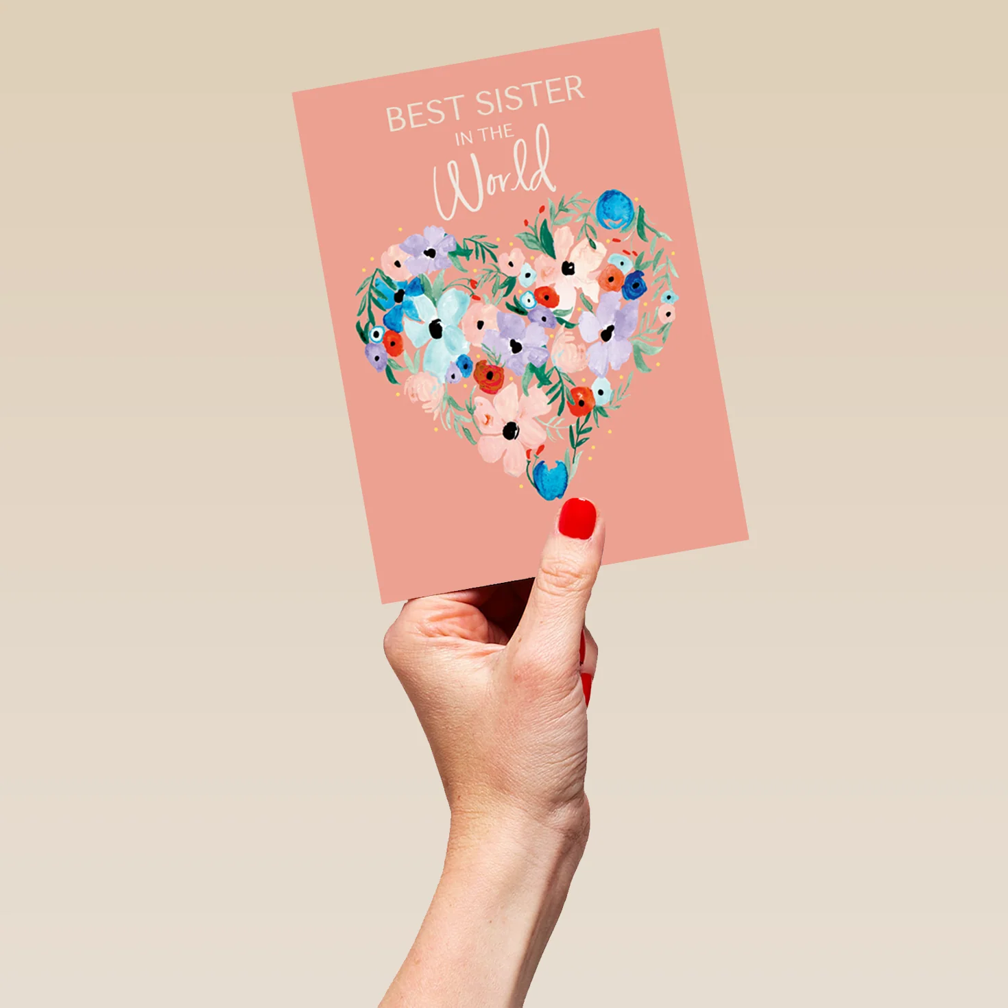 Personalised Love Heart Floral Card For Sister - Image 5