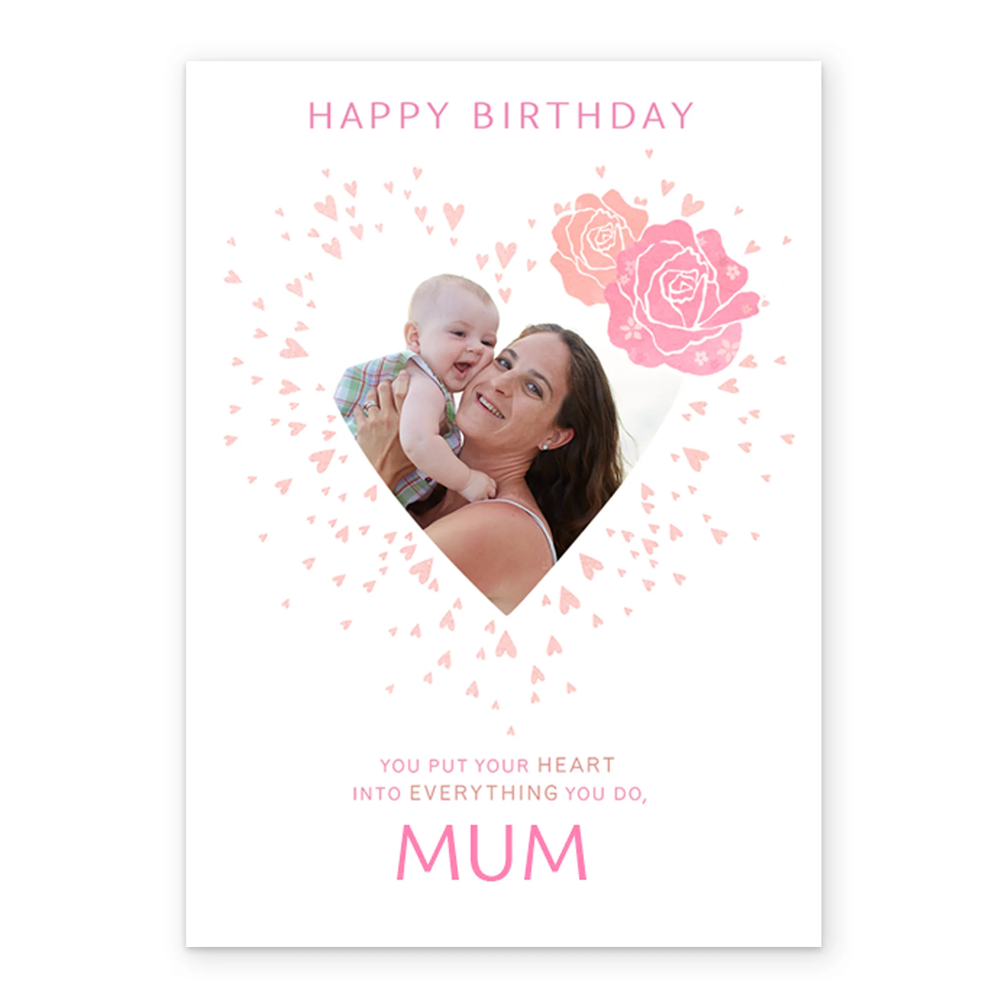 Personalised Love Heart Frame For Mum Photo Birthday Card - Image 2