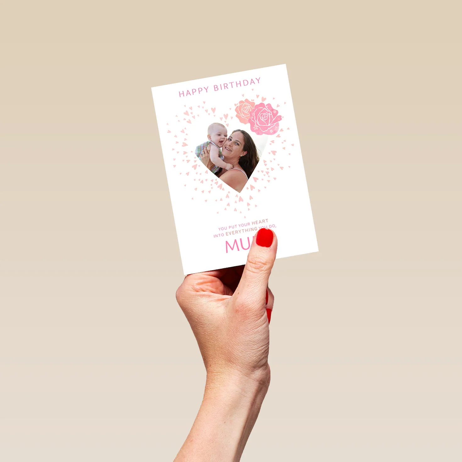Personalised Love Heart Frame For Mum Photo Birthday Card - Image 4