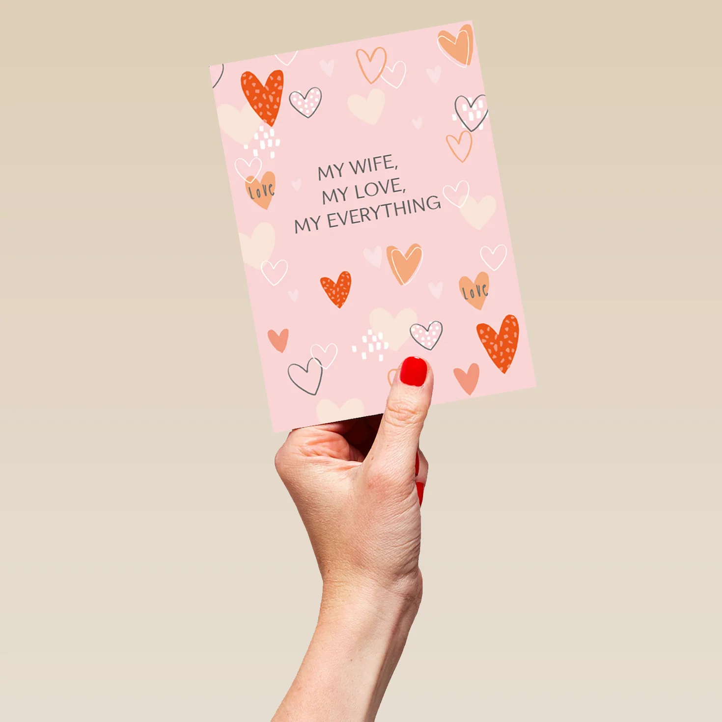 Personalised Love Heart Pattern Card For Wife - Image 5