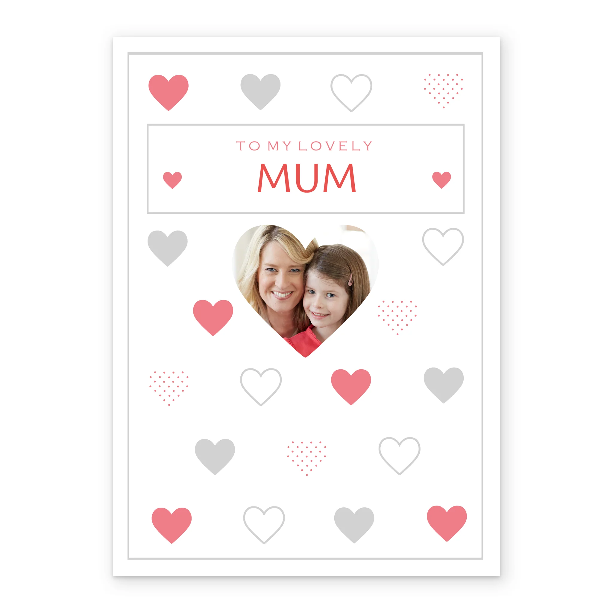 Personalised Love Heart Pattern Mother's Day Photo Upload Card For Mum - Image 2