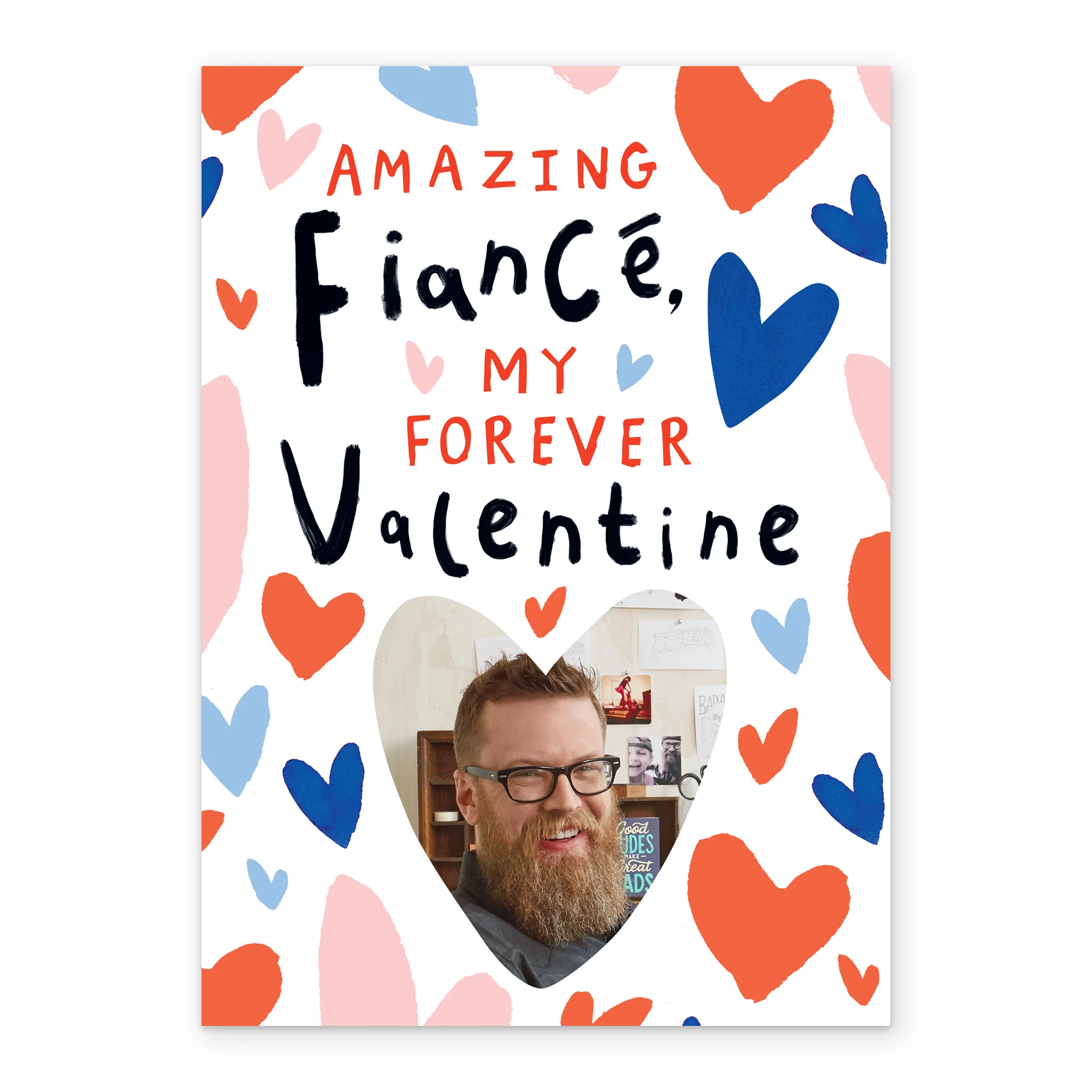 Personalised Love Hearts Amazing Forever Fiancé Valentine's Day Photo Upload Card - Image 2