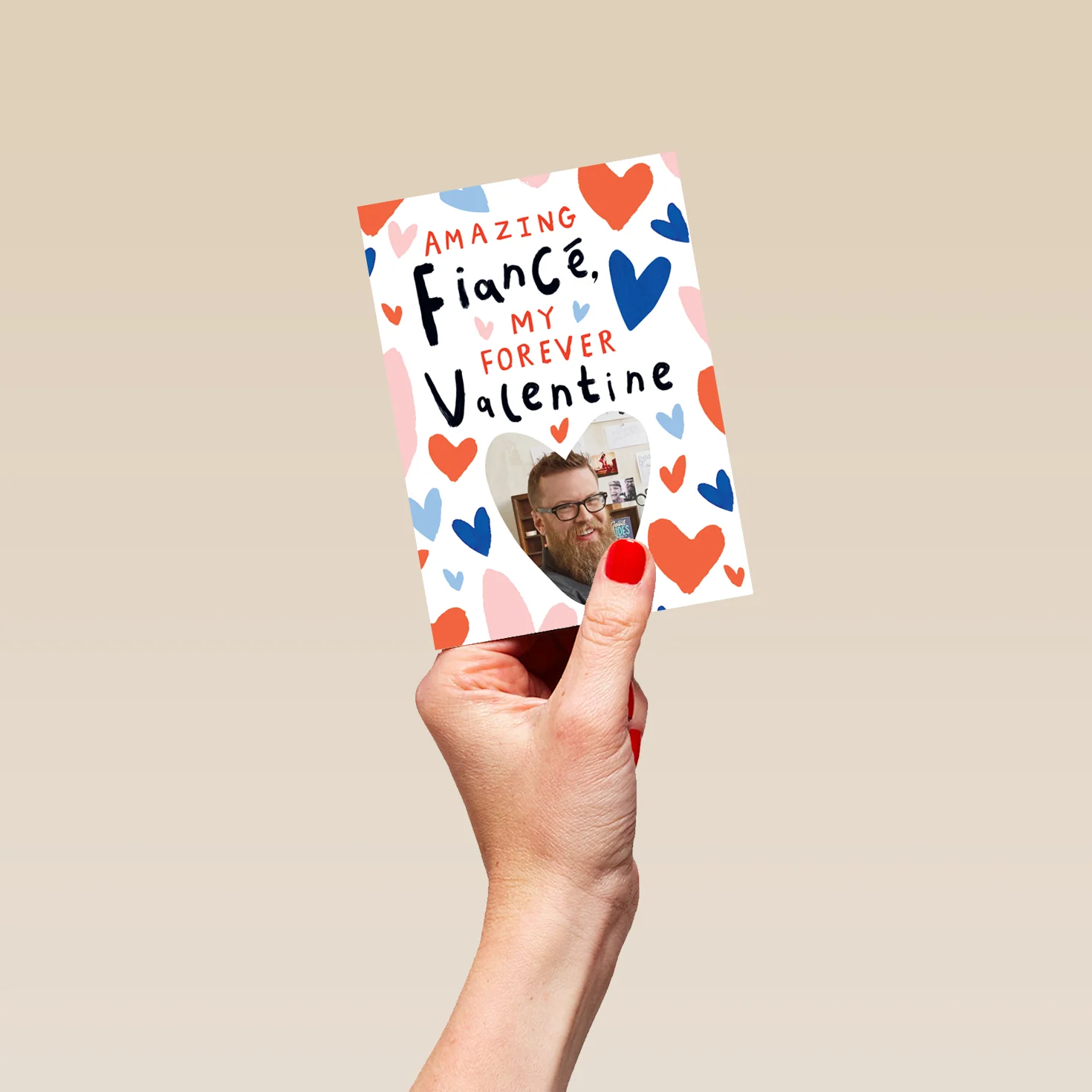 Personalised Love Hearts Amazing Forever Fiancé Valentine's Day Photo Upload Card - Image 4