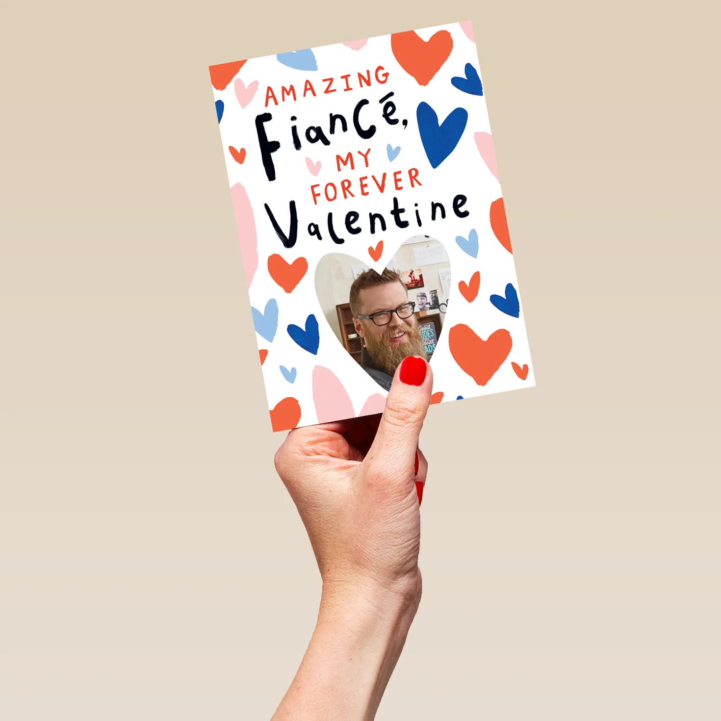 Personalised Love Hearts Amazing Forever Fiancé Valentine's Day Photo Upload Card - Image 5