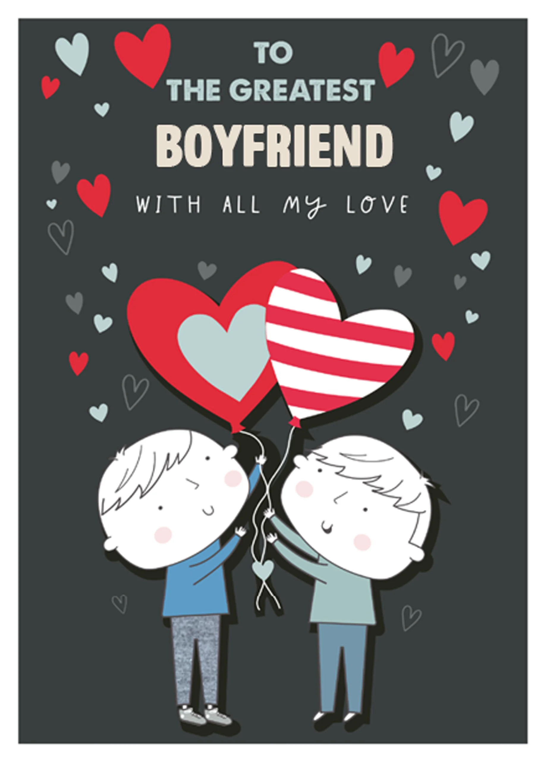 Personalised Love Hearts Greatest Boyfriend Card
