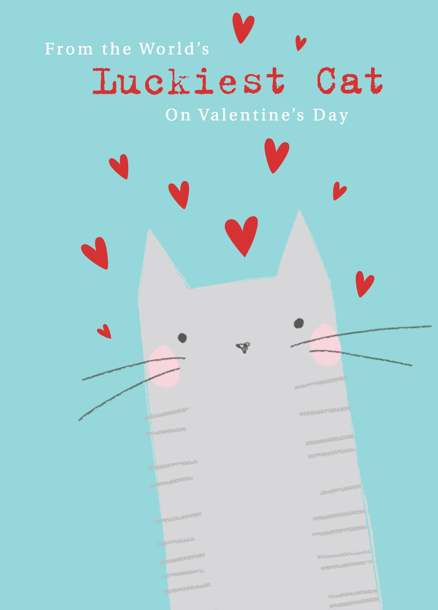 Personalised Love Hearts With Cat Valentine's Day Card